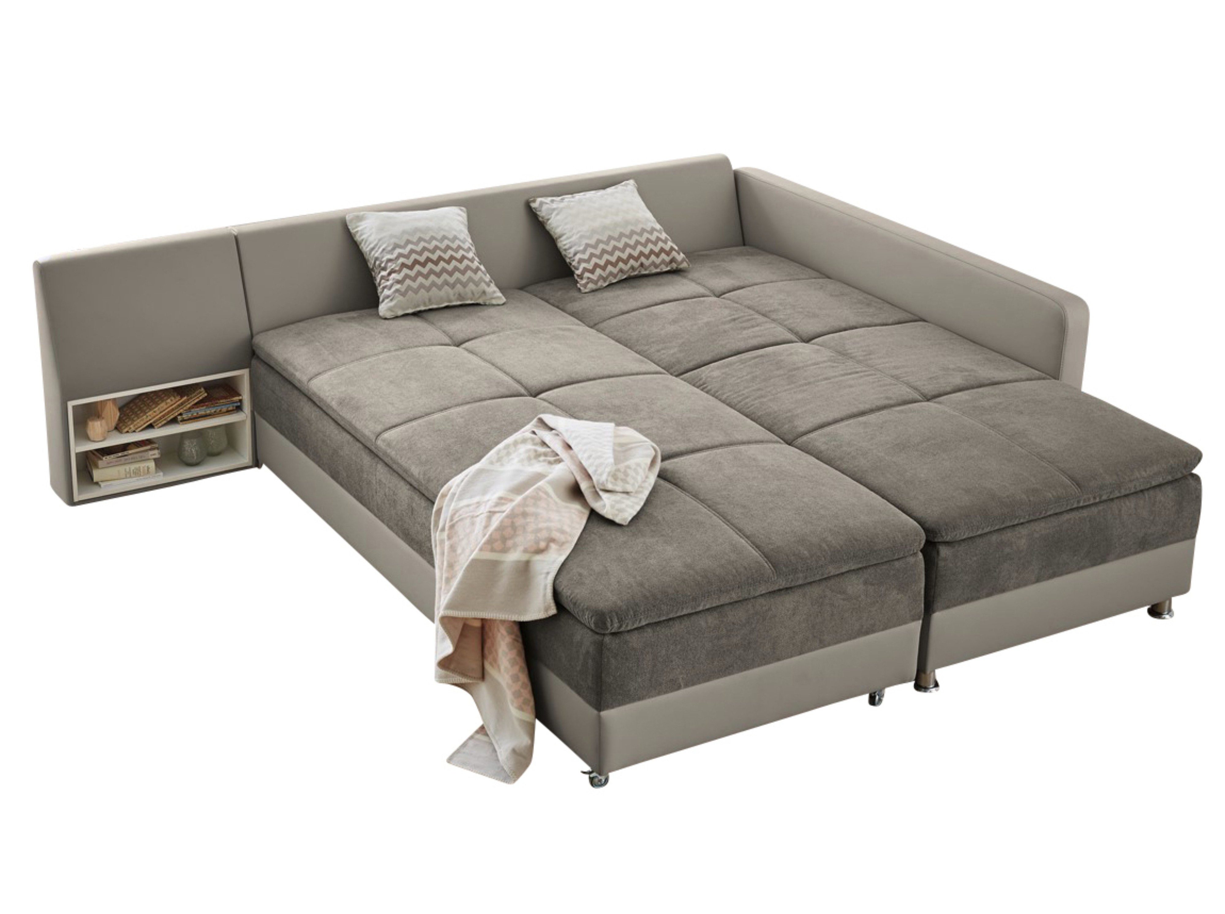 luma-home Ecksofa 15101, Dauerschläfer-Doppelbett B306/T223/H95 cm, Bettkas günstig online kaufen