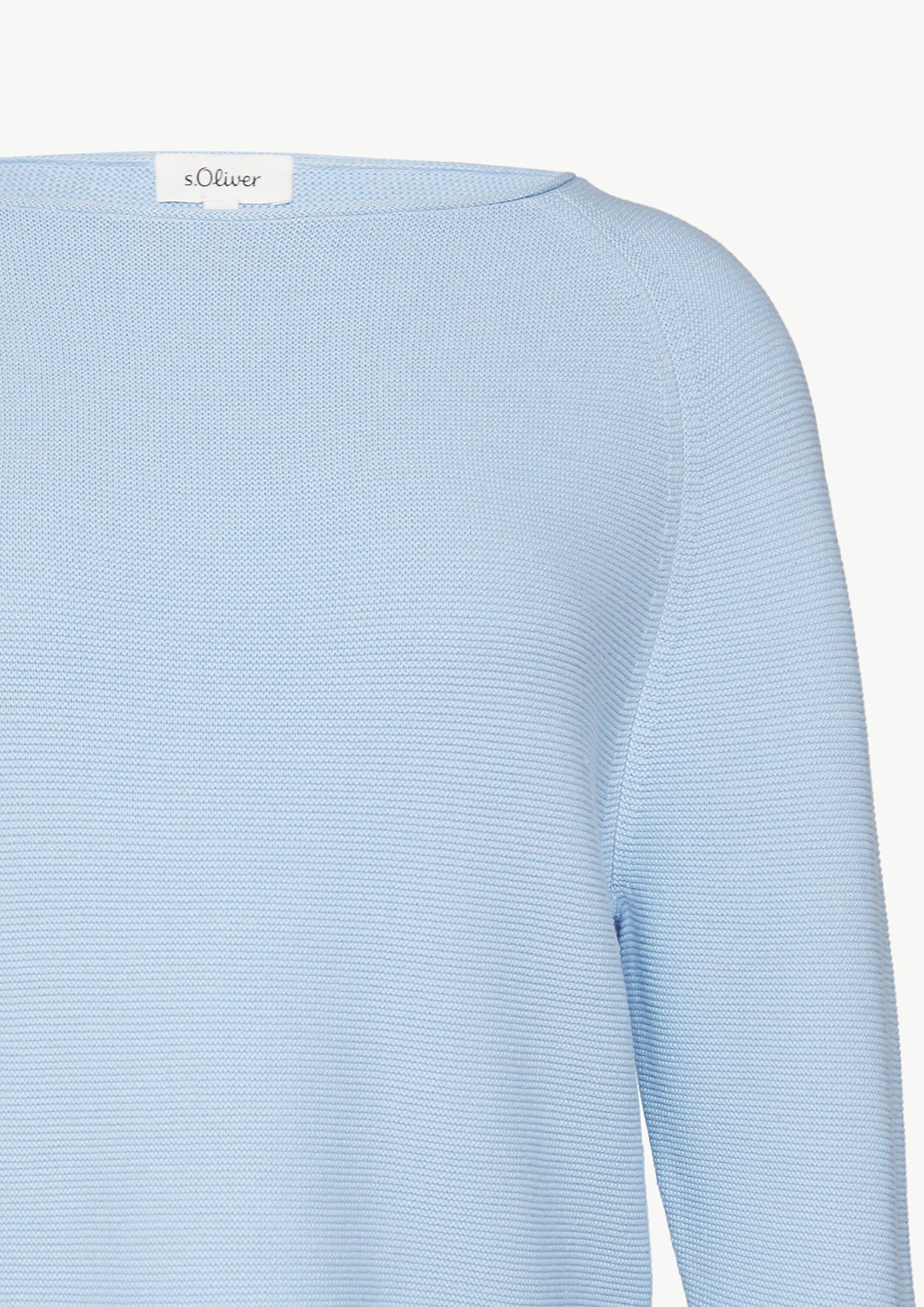 s.Oliver Longpullover Strickpullover Strickpullover mit U-Boot-Ausschnitt und Rollsaum