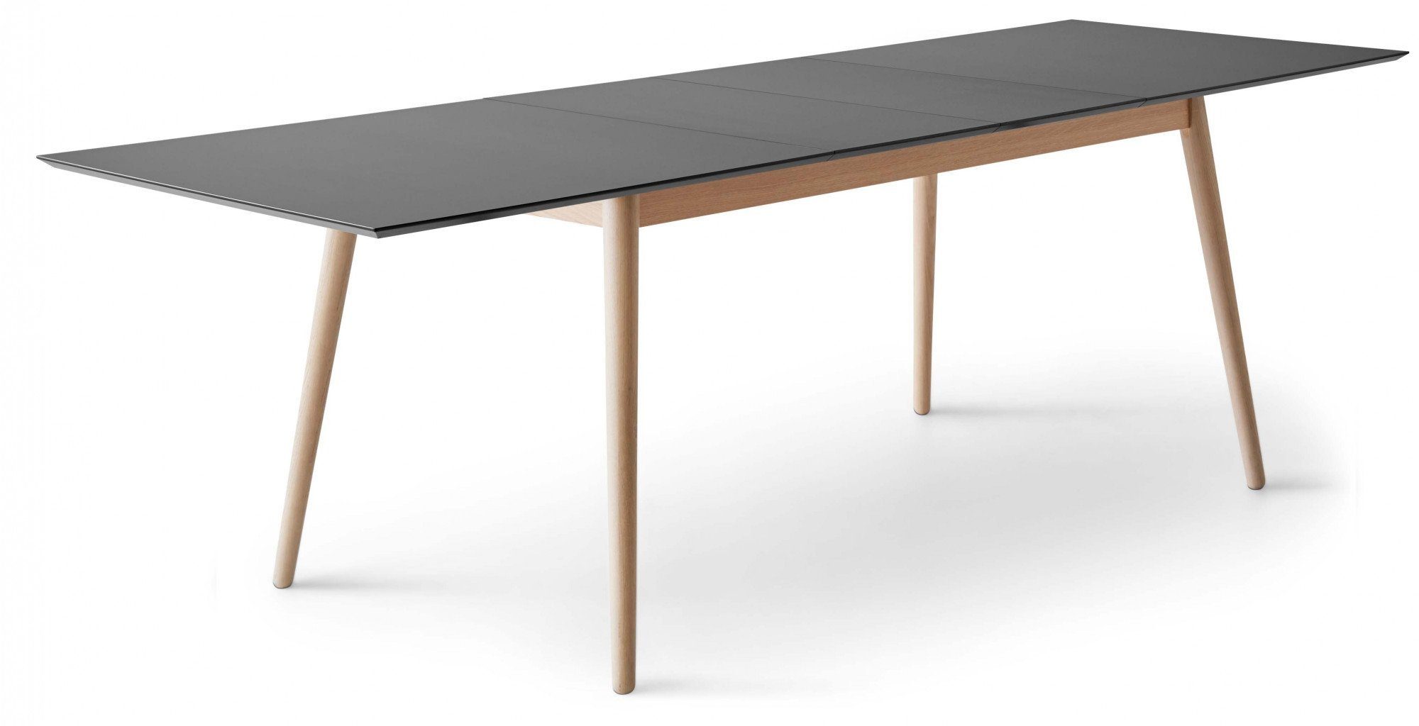 Hammel Furniture Esstisch Schwarz (1-St), Schwarz Meza MDF, mit Einlegeplatten by | Hammel 2 rechteckige Tischplatte Massivholzgestell