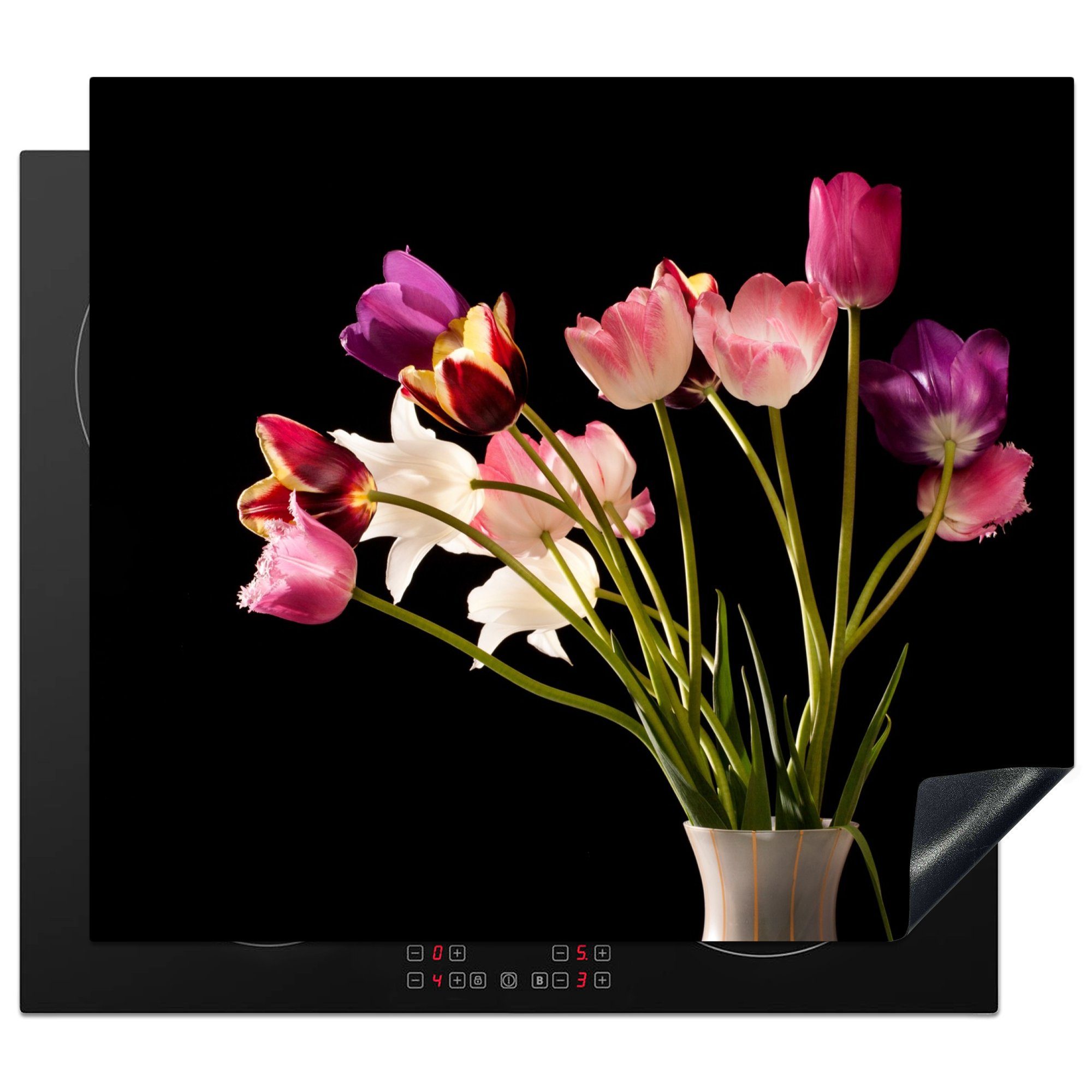 MuchoWow Herdblende-/Abdeckplatte Tulpen - Stilleben - Blumen, Vinyl, (1 tlg), 59x51 cm, Induktionsschutz, Induktionskochfeld, Ceranfeldabdeckung