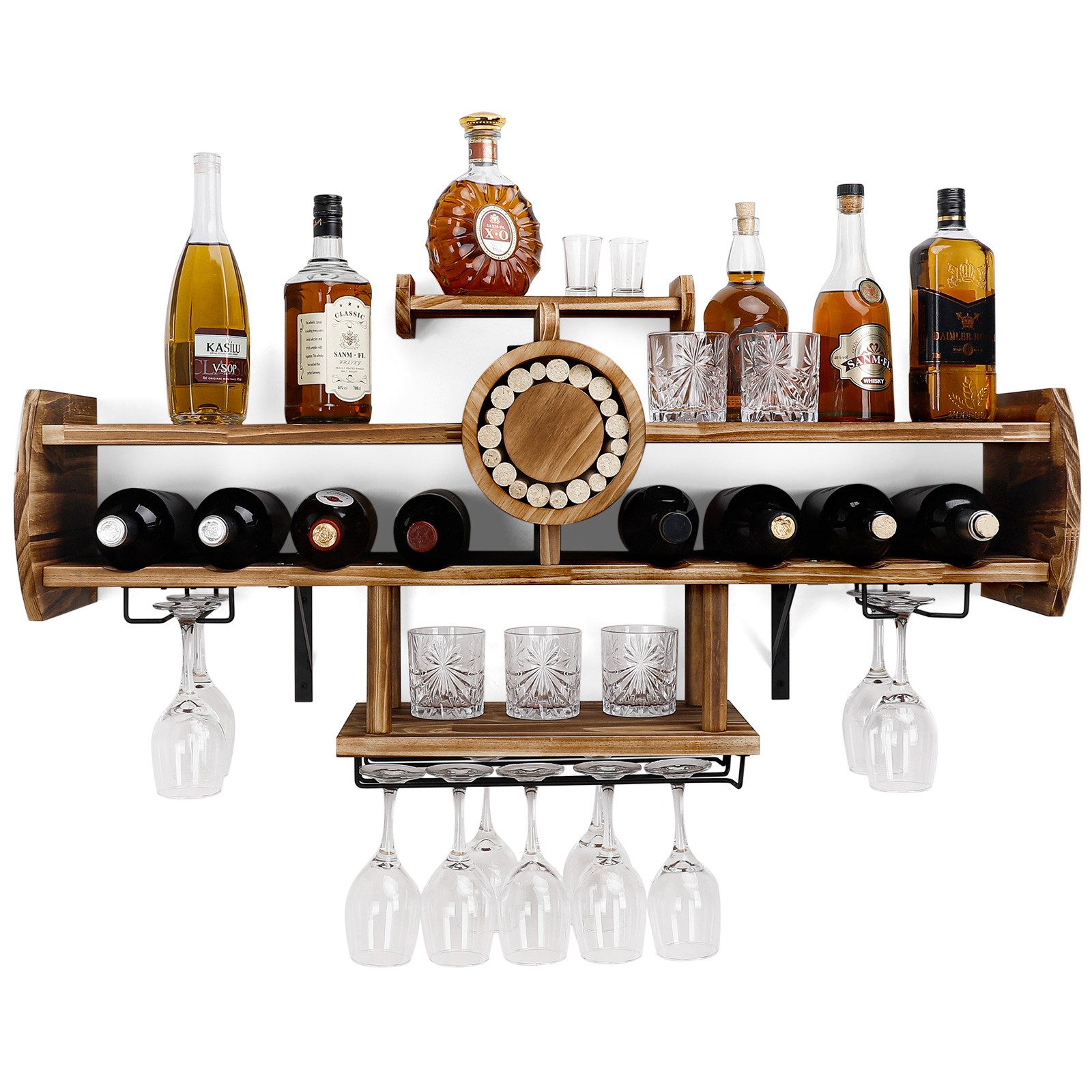 Yorbay Weinregal aus Holz für Hausbar, Wandbar mit Korkhalter, Flugzeug-för günstig online kaufen