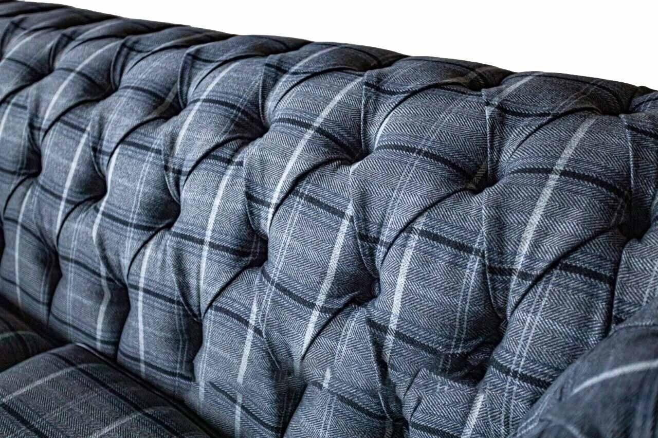 JVmoebel Sofa Designer Blauer Chesterfield Stoff Couch, Luxus Europe 2-Sitzer Textil Made in