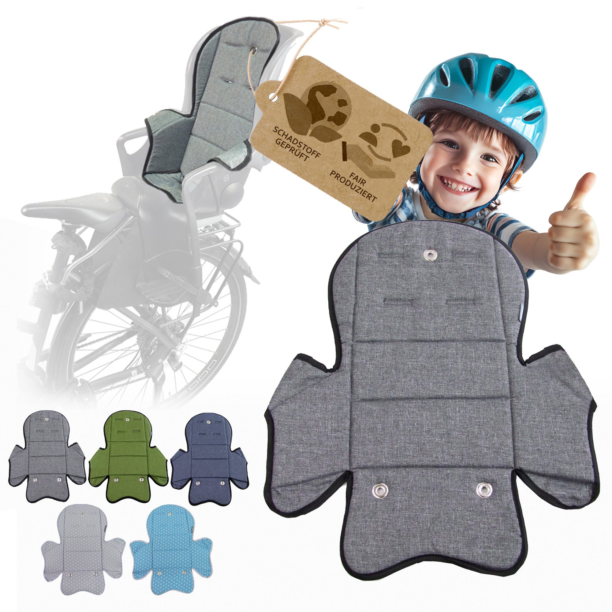 BambiniWelt by Rafael K. Fahrradkindersitz Ersatzbezug Sitzkissen für Fahrradsitz kompatibel mit Römer Jockey M5, ab: 9 Monate, bis: 5 Jahre