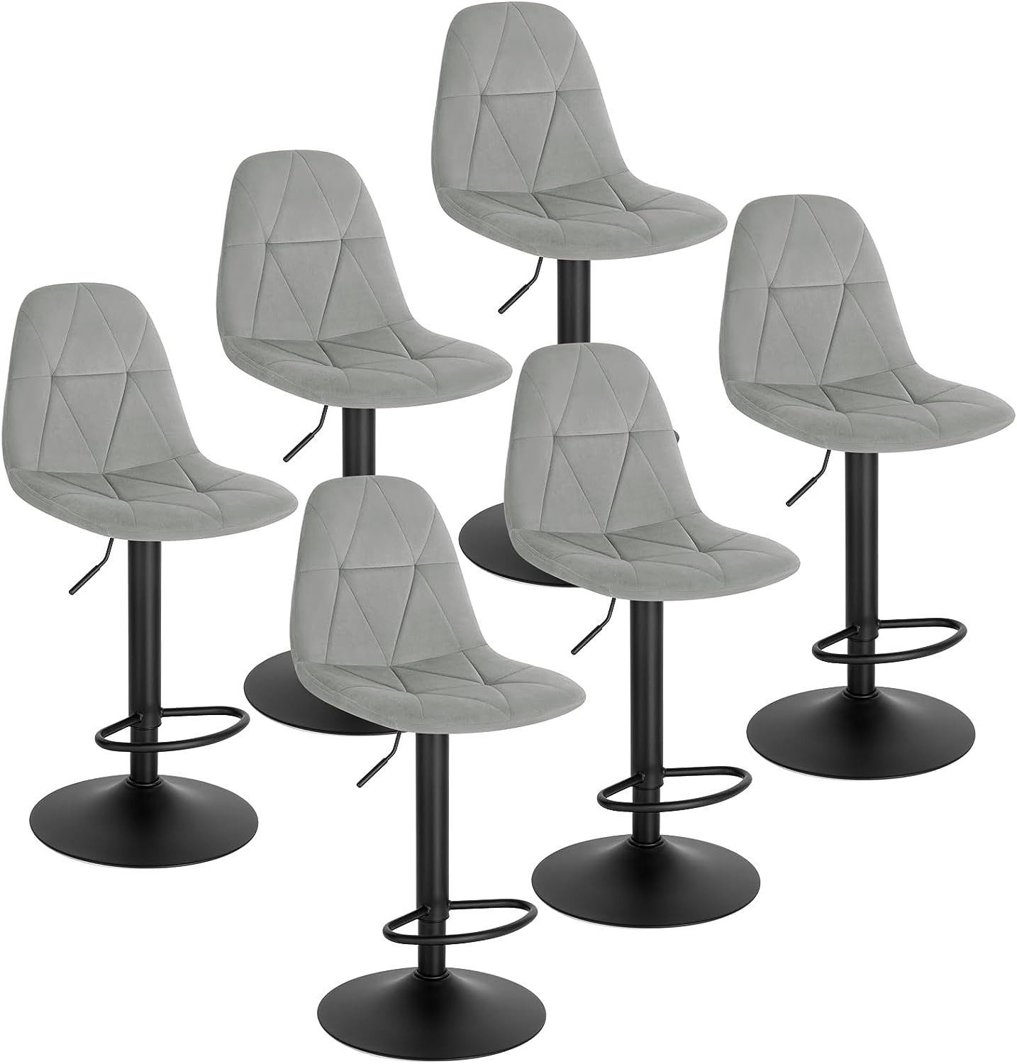 EUGAD Barhocker (6 St., Set), Samtbezug Rückenlehne höhenverstellbar drehbar