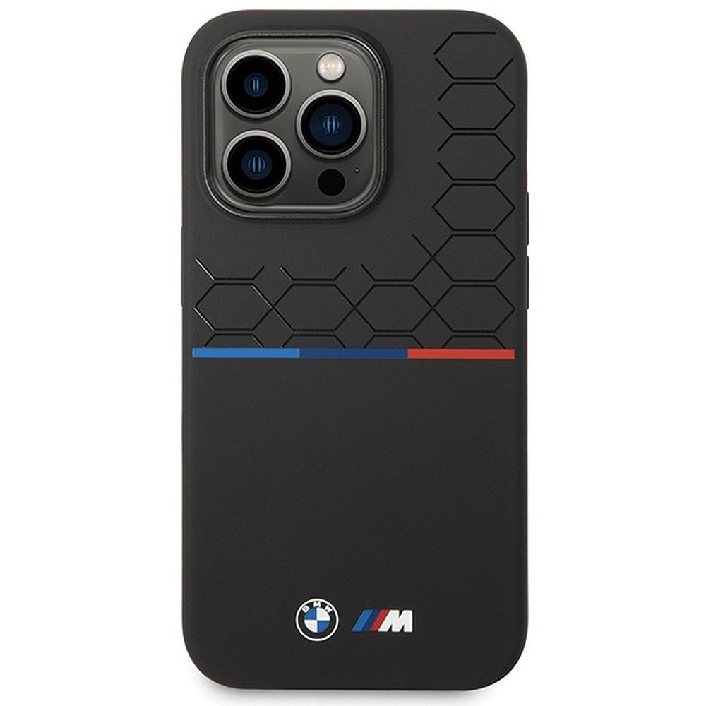 BMW Handyhülle Silikon Hardcase Wabenmuster, Wabenmuster, BMW M Streifen, Mikrofaser-Innenfutter