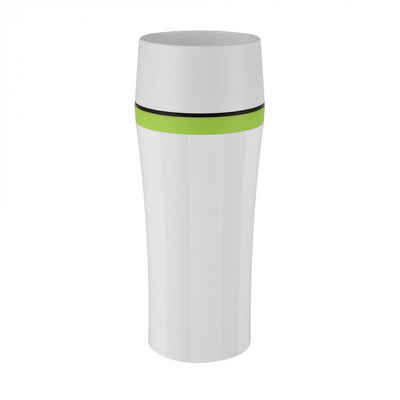Emsa Thermobecher »Travel Mug Fun weiß grün«, Thermobecher mit Deckel, spülmaschinengeeignet, für heiße und kalte Getränke, auslaufsicher, perfekt für unterwegs