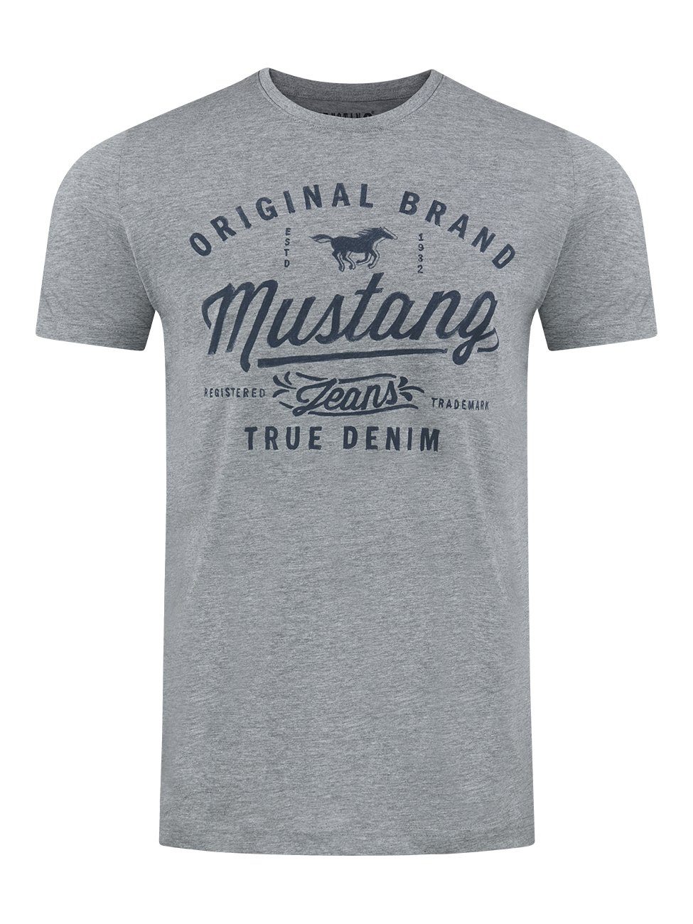 MUSTANG T-Shirt Herren Printshirt Regular Fit (1-tlg) Kurzarm Tee Shirt mit günstig online kaufen