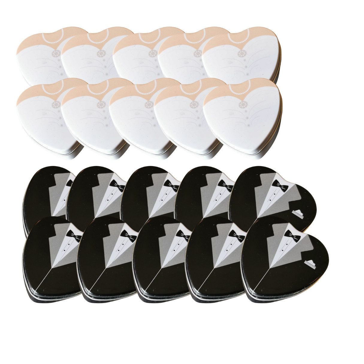 Partystrolche Dose Hochzeit Gastgeschenkbox Herzdose Braut und Bräutigam (Spar-Set, 20 St)