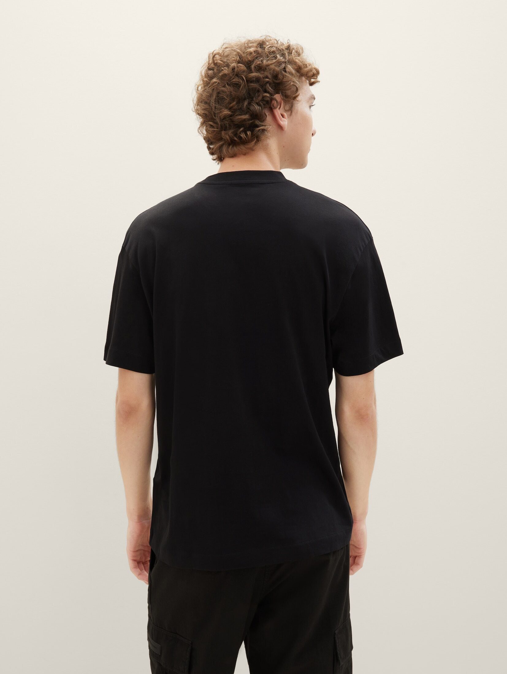 TOM mit Denim Black T-Shirt TAILOR T-Shirt Fotoprint