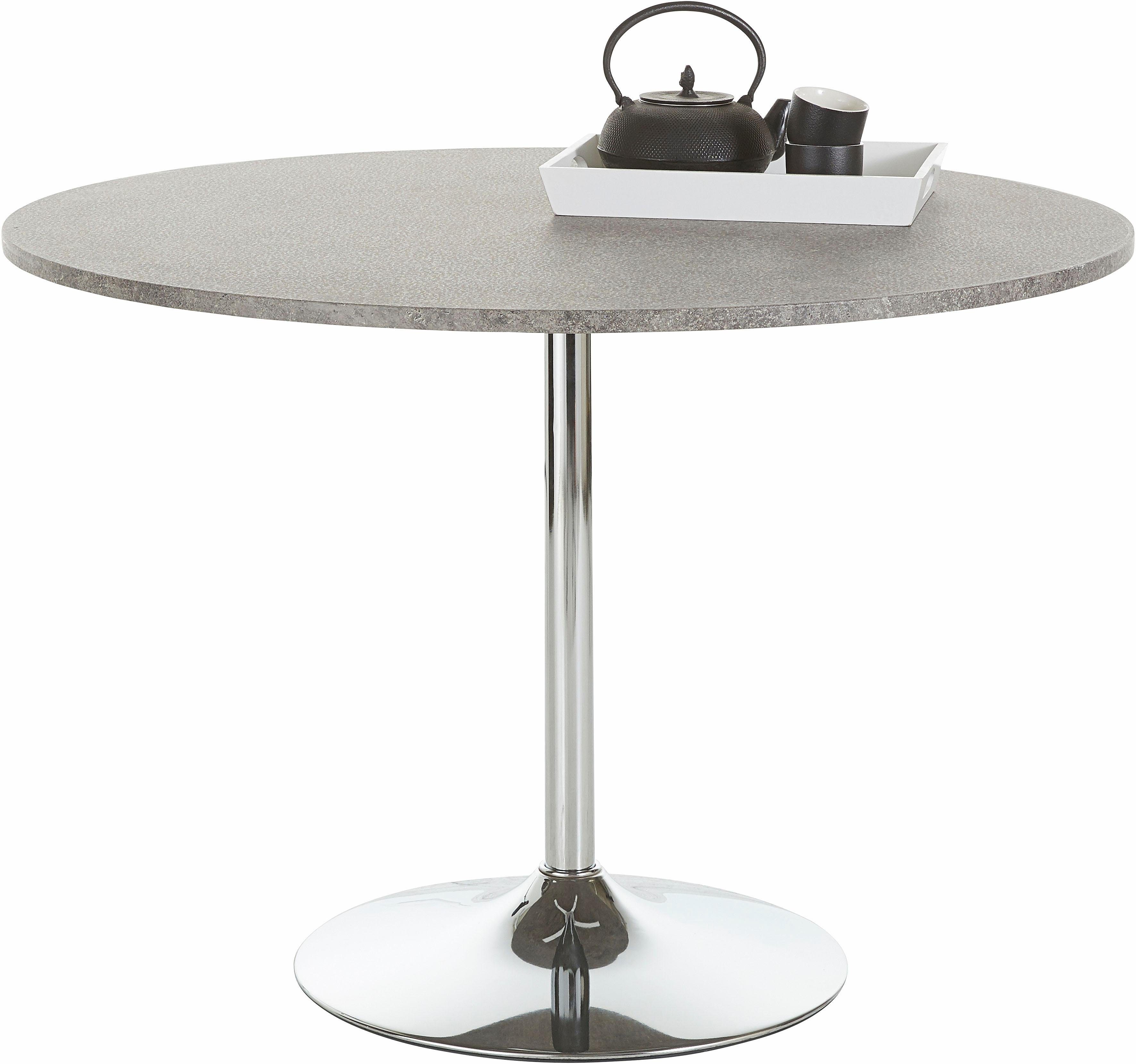 INOSIGN Esstisch Trompet, rund, Ø110 cm, Tischplatte weiß Hochglanz, Trompetenfuß, Tulpentisch