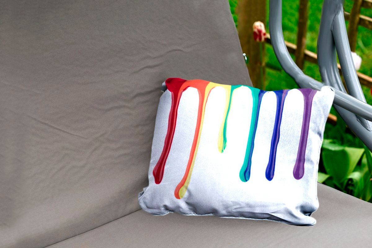 MuchoWow Dekokissen Tropfen der Outdoor-Dekorationskissen, Kissenhülle Polyester, Dekokissenbezug, Regenbogenfarbe
