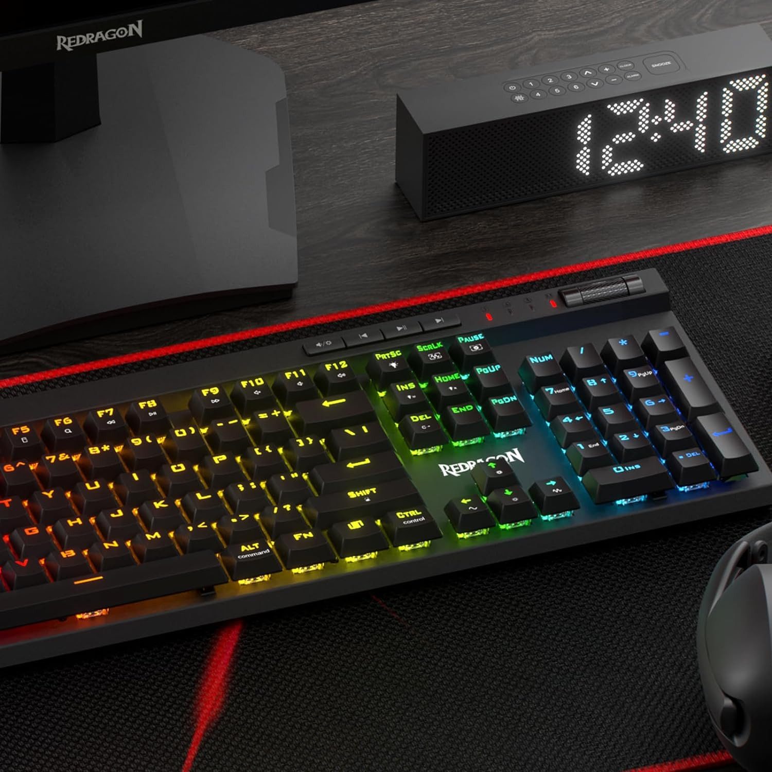 Redragon K580 Mechanische Tastatur, RGB, 2,4 GHz/Bluetooth/Kabelgebunden Gaming-Tastatur (rote Schalter, Schwarz) – Bild 4 von 5