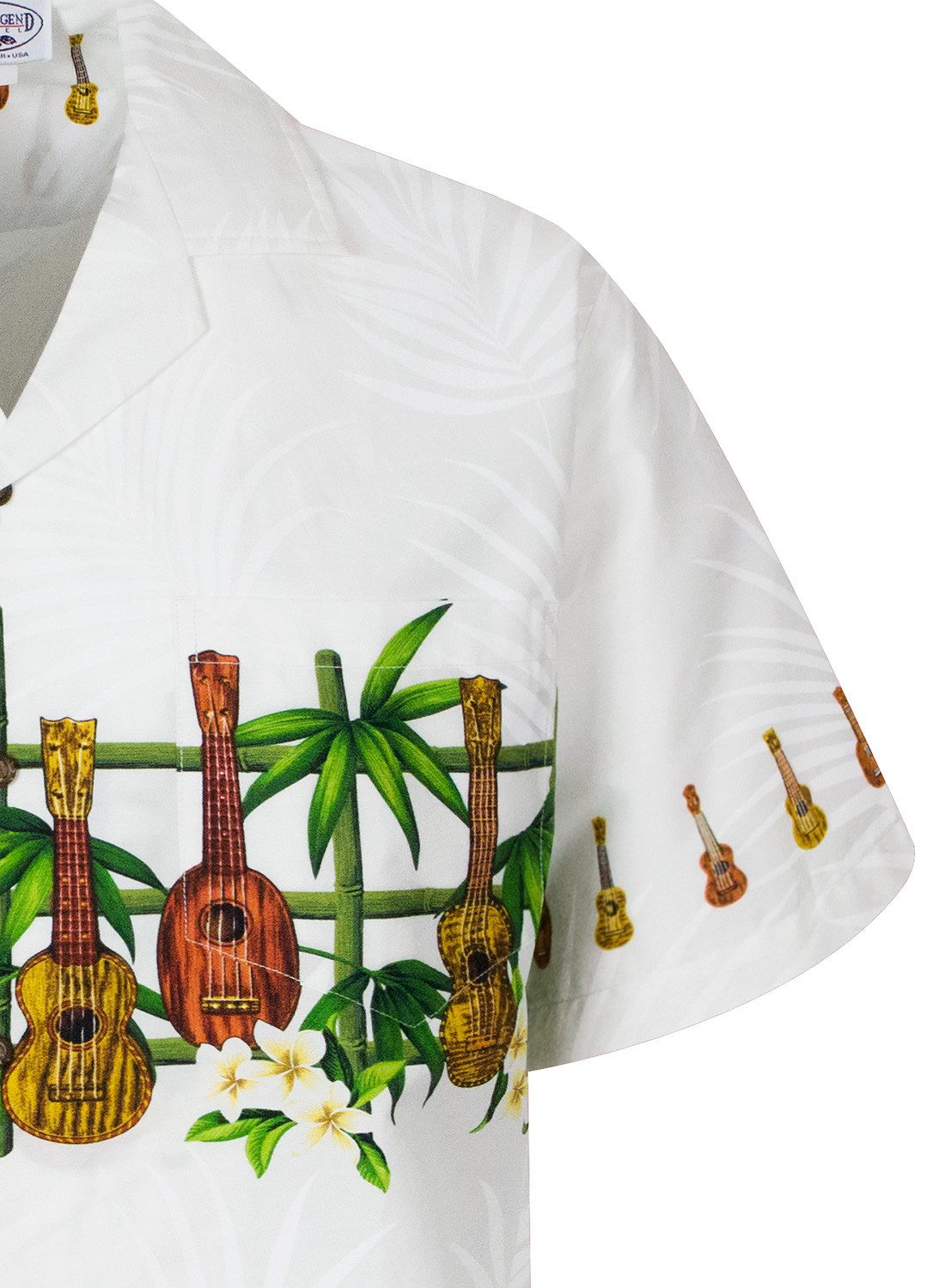 Pacific Legend Hawaiihemd Gitarre Bambus Original Hawaiihemd mit 100% Kokosnuss-Knöpfen