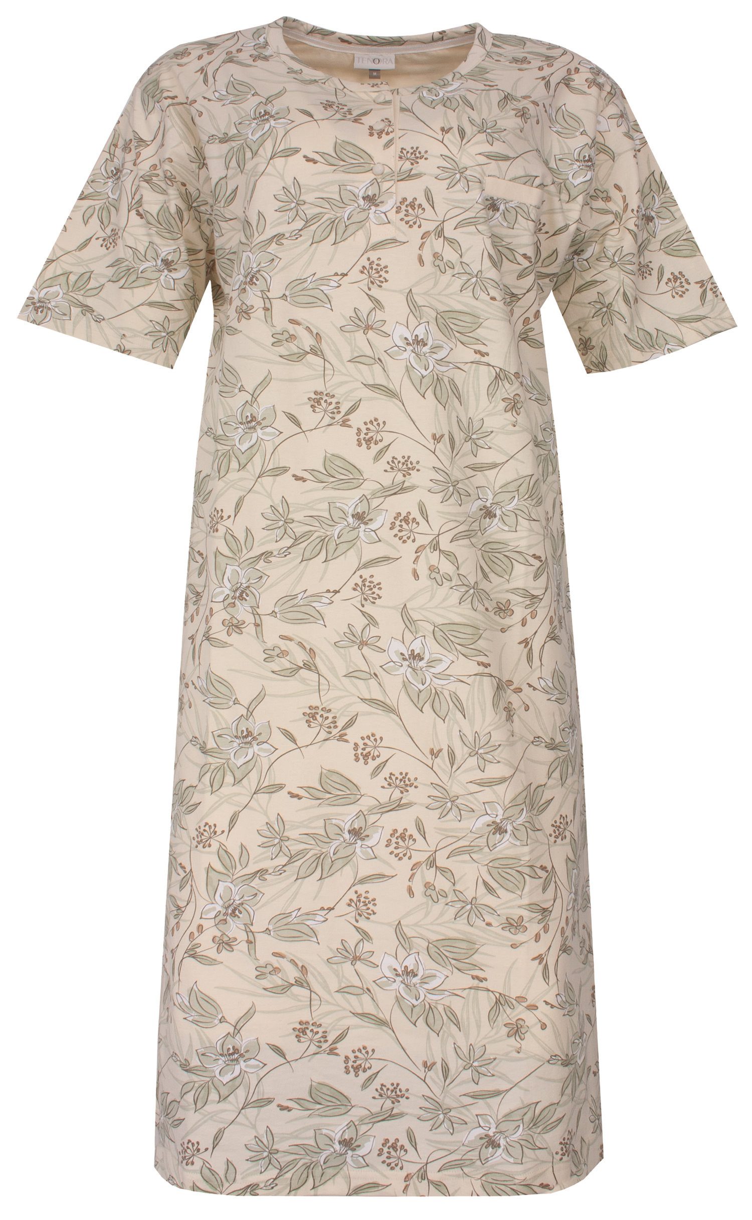 Tenora Nachthemd Damen Schlafshirt mit kurzem Arm Knopfleiste (1-tlg) Baumwolle
