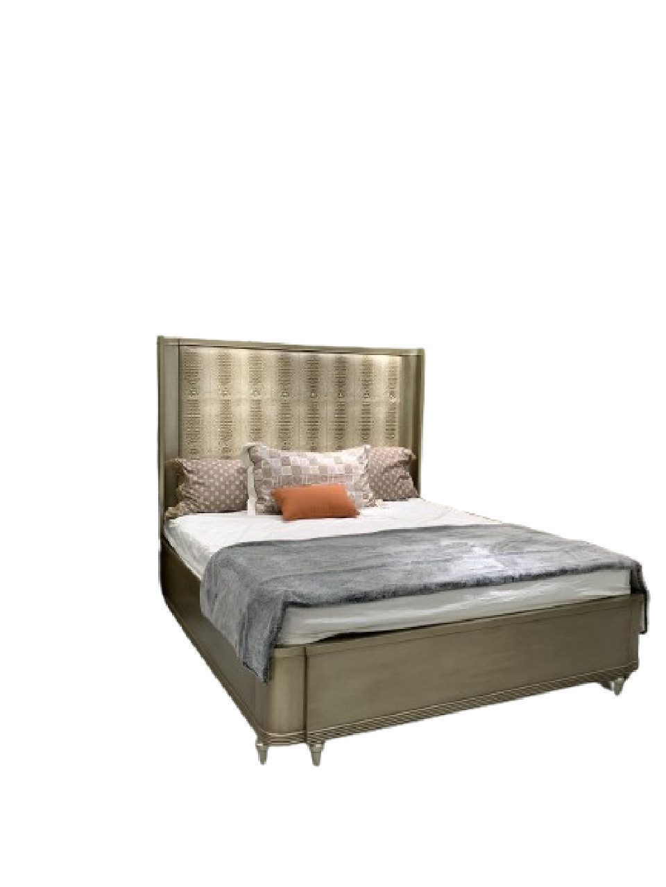 Xlmoebel Bett Luxuriöses Doppelbett im Crocco-Stil mit gepolstertem Kopfteil (1-tlg., Bett), Hergestellt in Europa