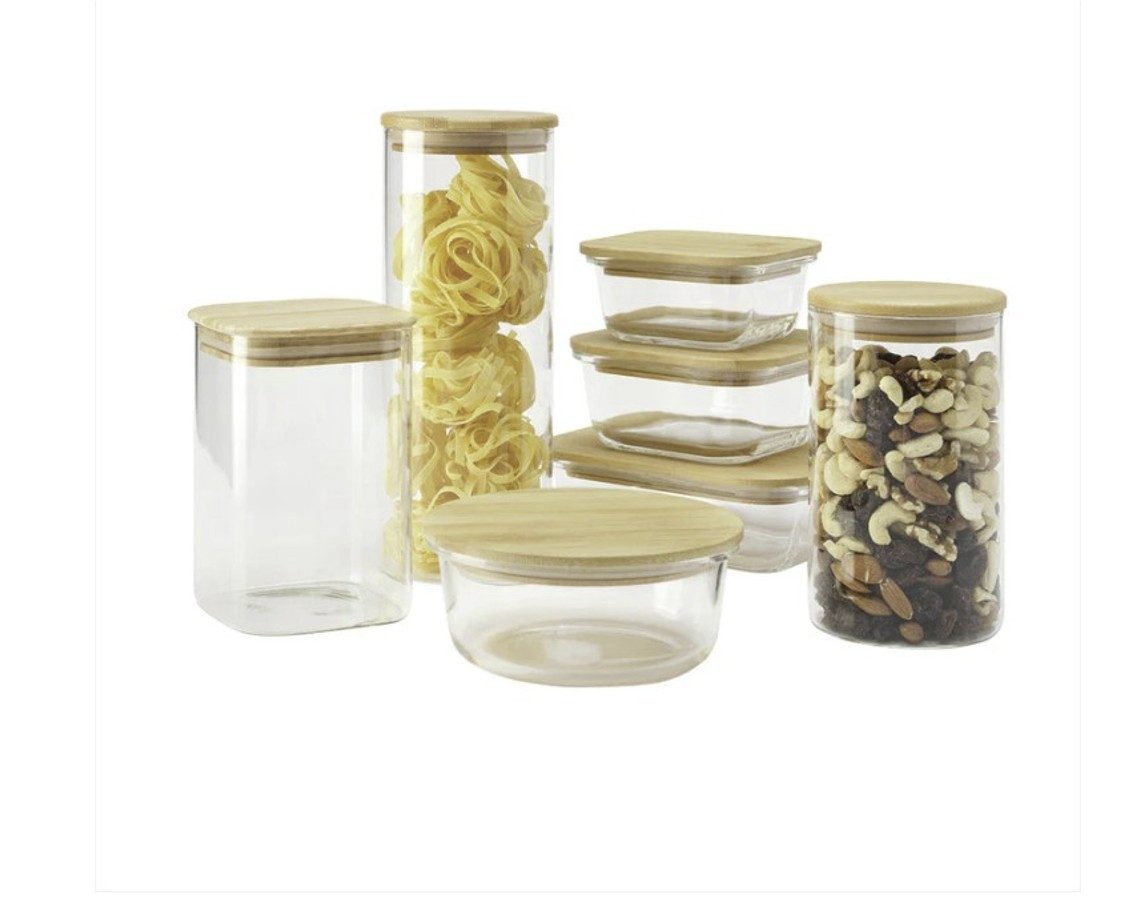 Qulinart by Brandt Aufbewahrungsdose 7er-Set Glasbehälter mit Bambusdeckel