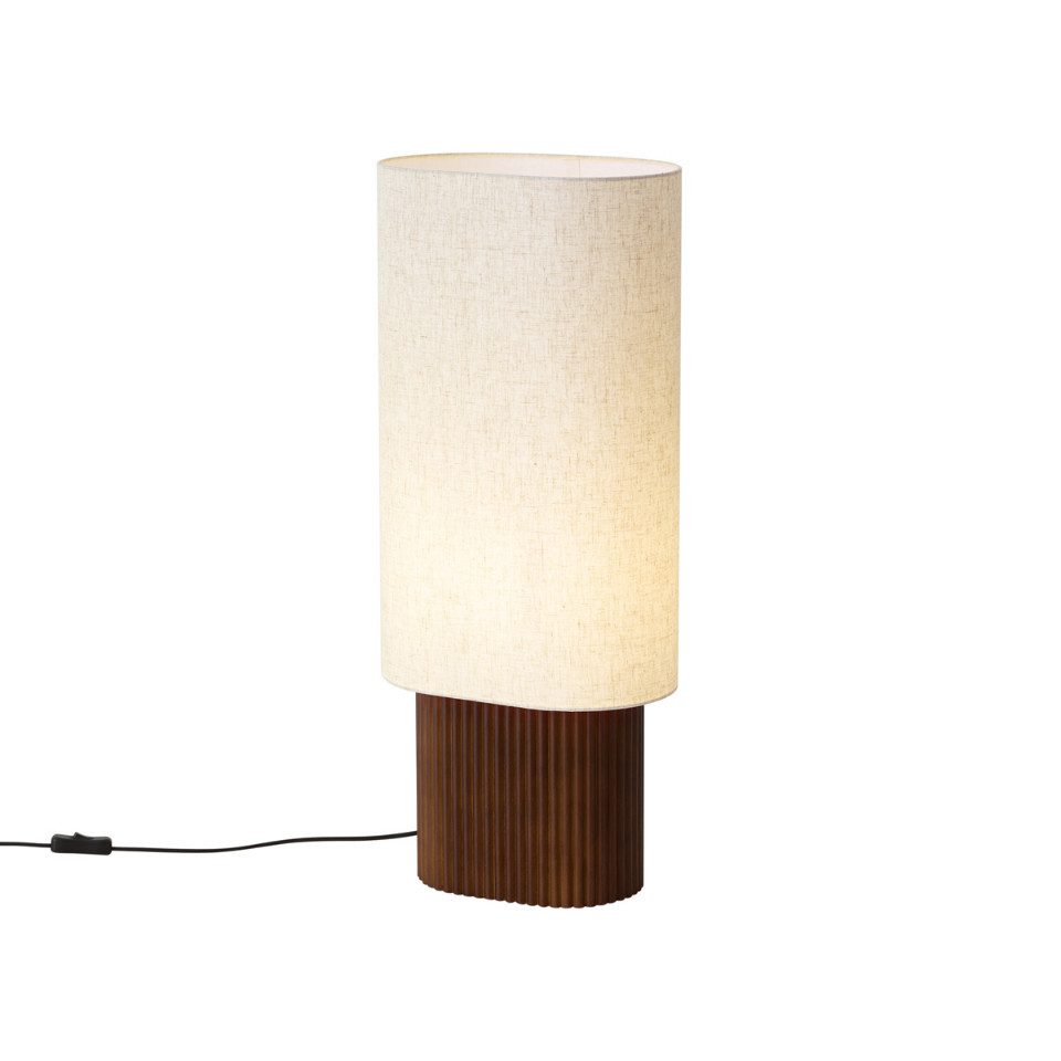 Qazqa Stehlampe Lamel, ohne Leuchtmittel, Warmweiß, QAZQA Stehlampe, e27, Braun, Holz, Japandi