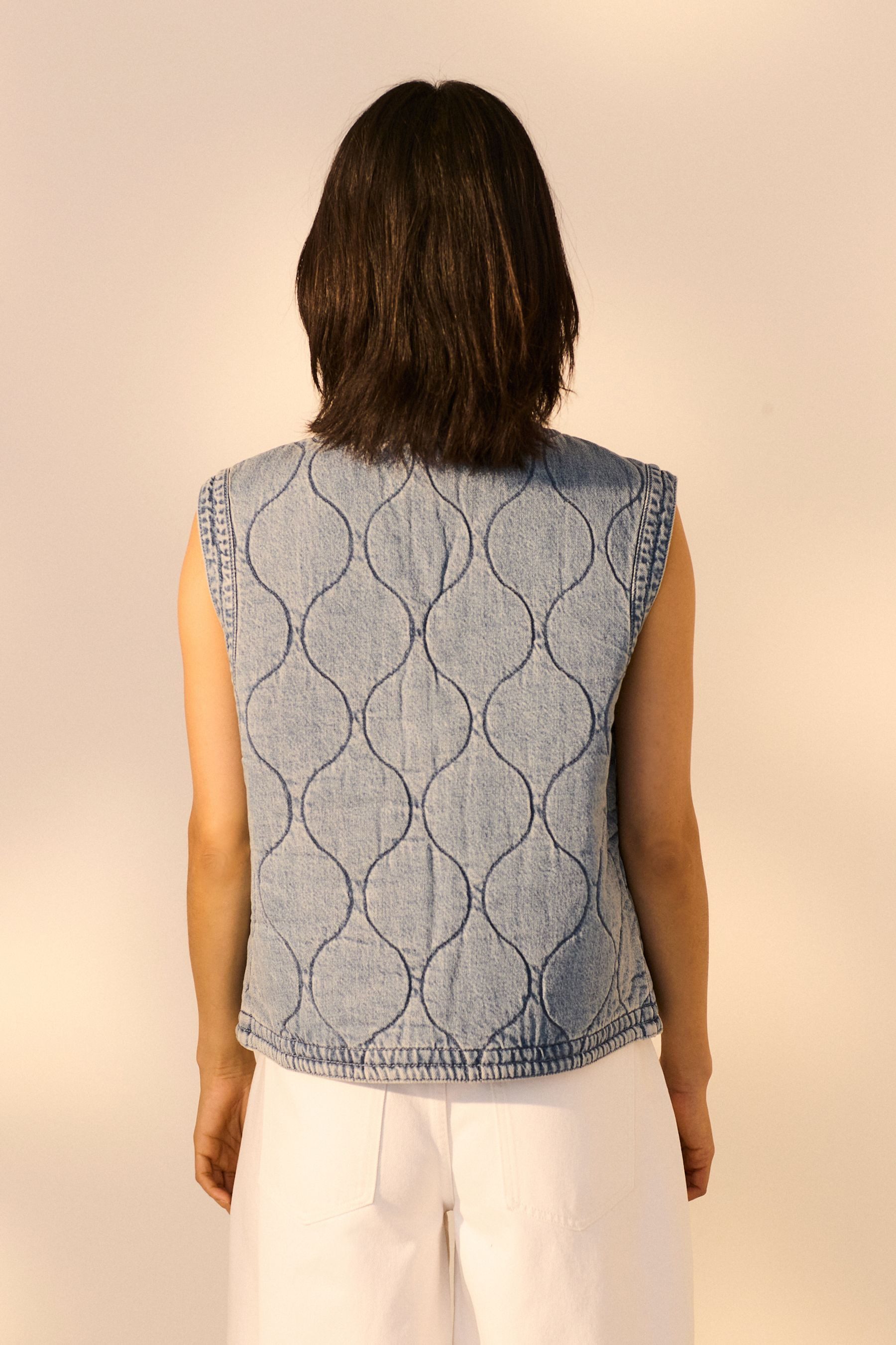 Next Jeansjacke Gestepptes Denim-Gilet aus 100 % günstig online kaufen