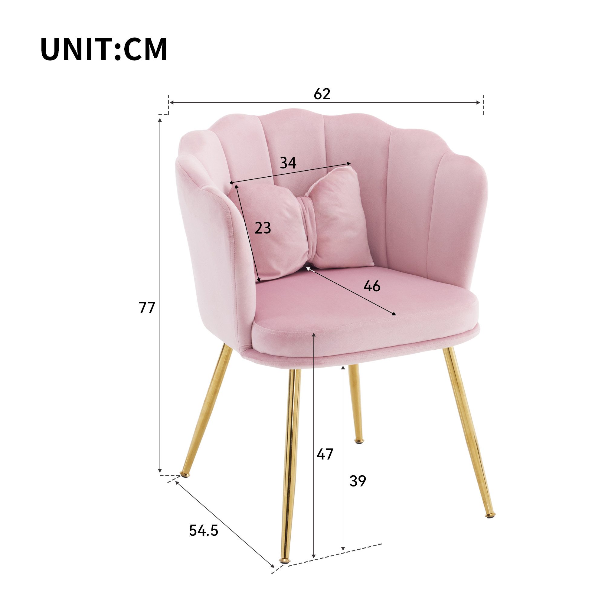 Flieks Polsterstuhl (Set, 2 St), 2er Set Esszimmerstühle mit Kissen Blütenblattstuhl Wohnzimmer Samt