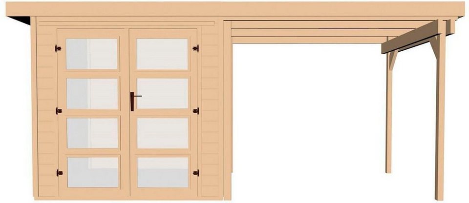 weka Gartenhaus 321 B Gr.4, natur, 19 mm, Anbau 230 cm, BxT: 553x237 cm