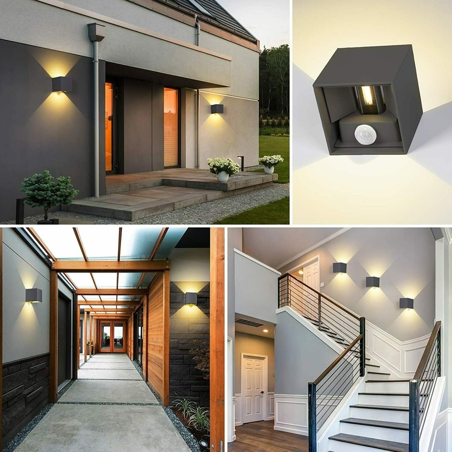 Verstellbarer LED Square Treppen Wandleuchte Eingangsflur LED Wasserdicht Wandlampe LETGOSPT Wandleuchte IP65 Strahl, integriert, LED Modern LED Wandstrahler 7W, Lampe Außen fest Warmweiß,