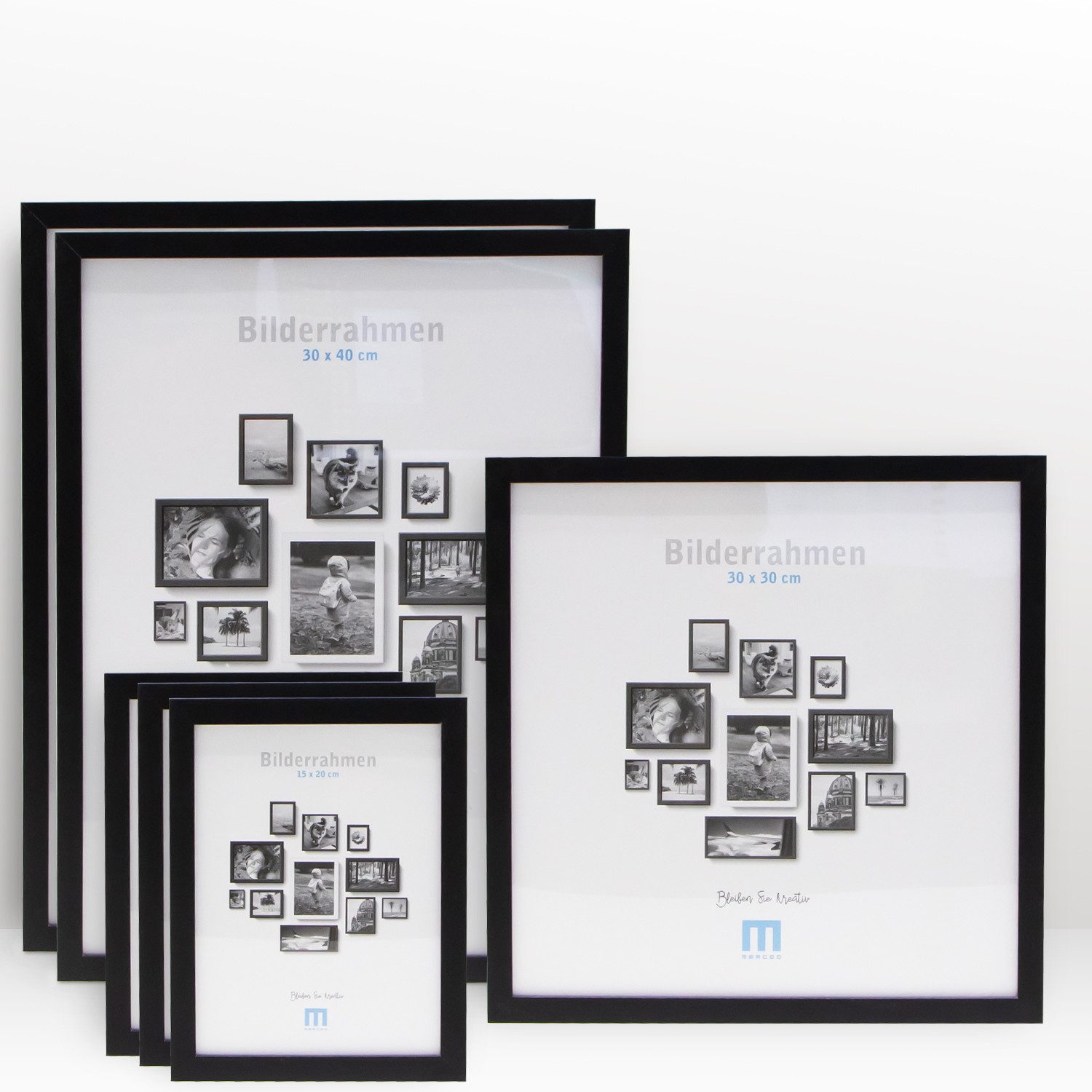 M MERCEO Bilderrahmen, 6-tlg. Bilderrahmen-Set Schwarz (15x20cm bis 30x40cm)