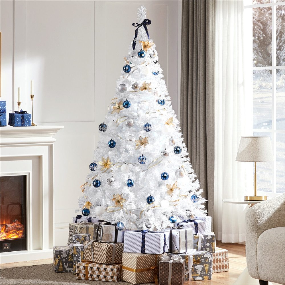 Yaheetech Künstlicher Weihnachtsbaum 61-183 cm (H), Tannenbaum, 182cm Künstlicher Christbaum mit Faltbarem Metallständer & 528 Spitzen