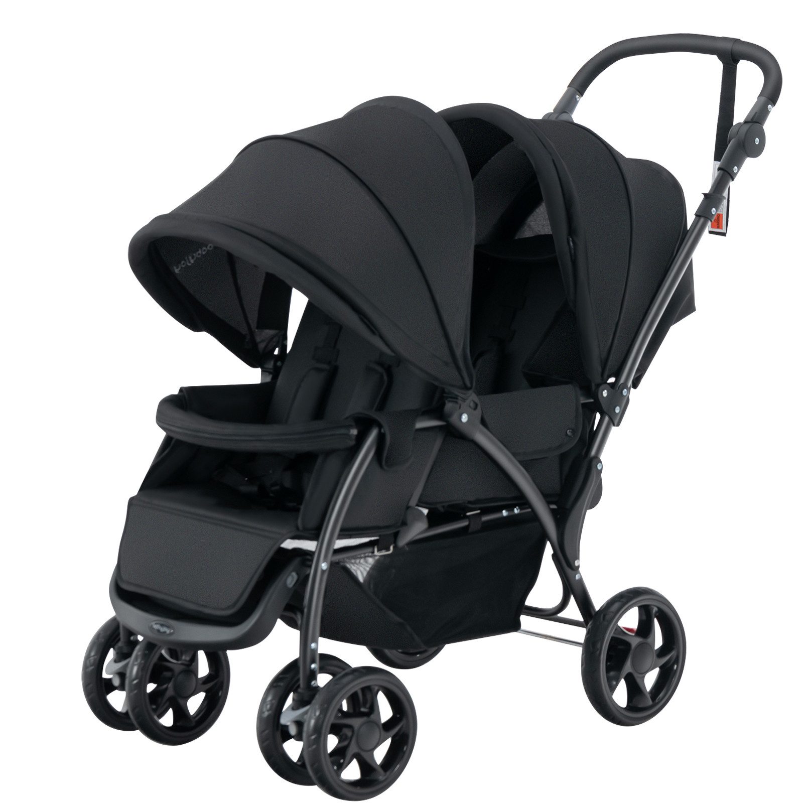 COSTWAY Geschwisterwagen Zwillingsbuggy, mit 5-Punkt Gurt & Einkaufskorb