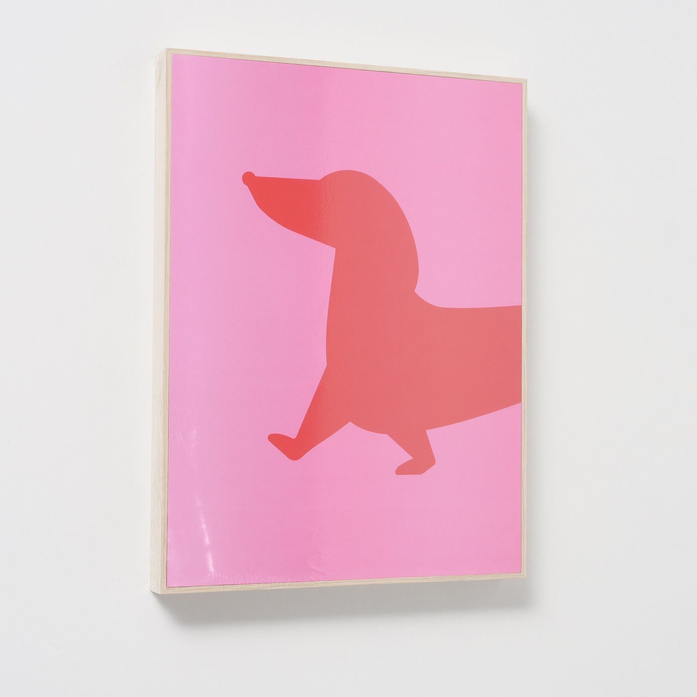 MF Bild mit Rahmen 2-teiliges Dackel Wandbild auf Holz Kunstdruck in Rot und Pink, (2 St) – Bild 4 von 5