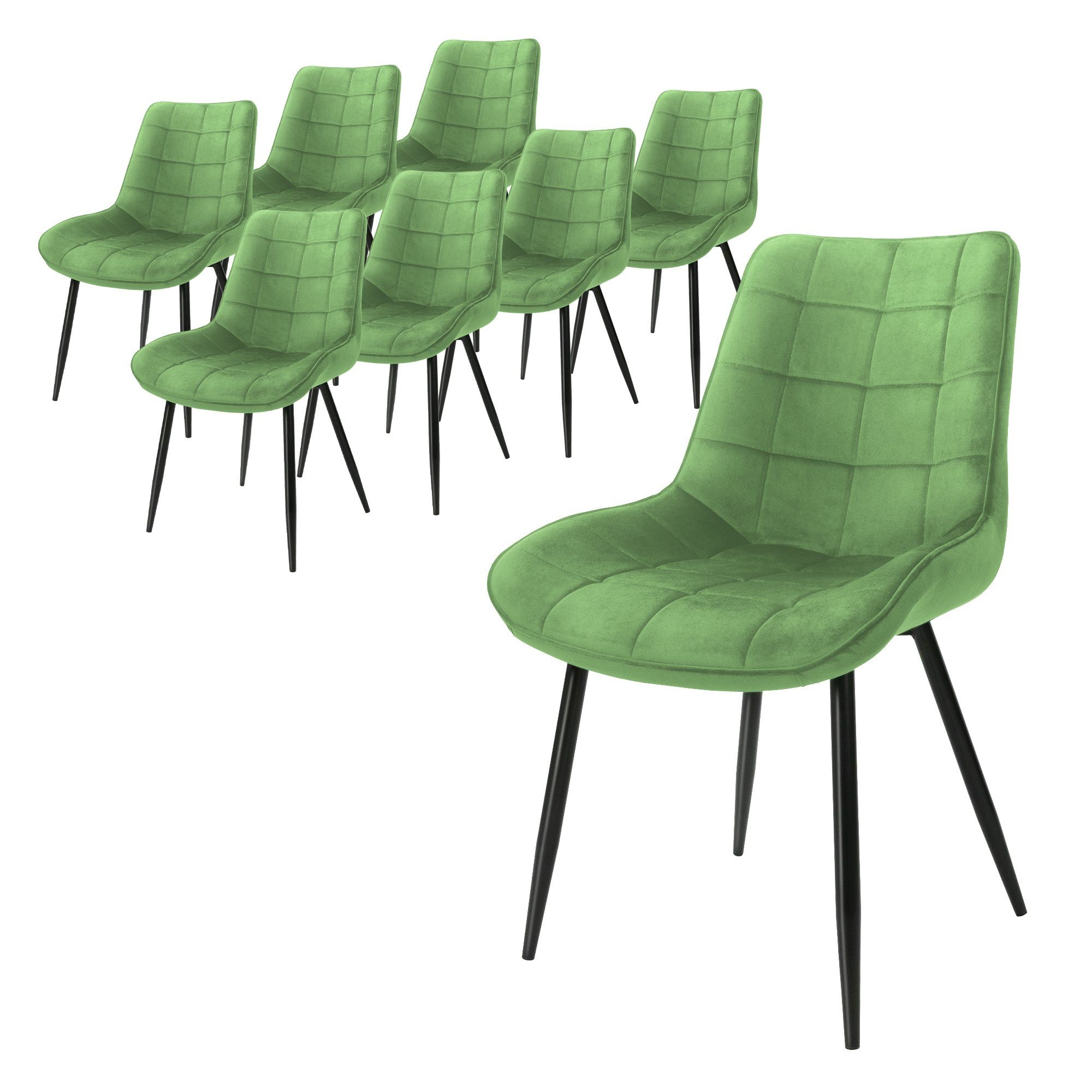 ML-DESIGN Stuhl Esszimmerstühle mit EsszimmerstühlErgonomischer mit Metallbeinen Stuhl (8 St), 8er Set Wohnzimmerstühl 53x60x88cm Grün aus Samt Küchenstühle