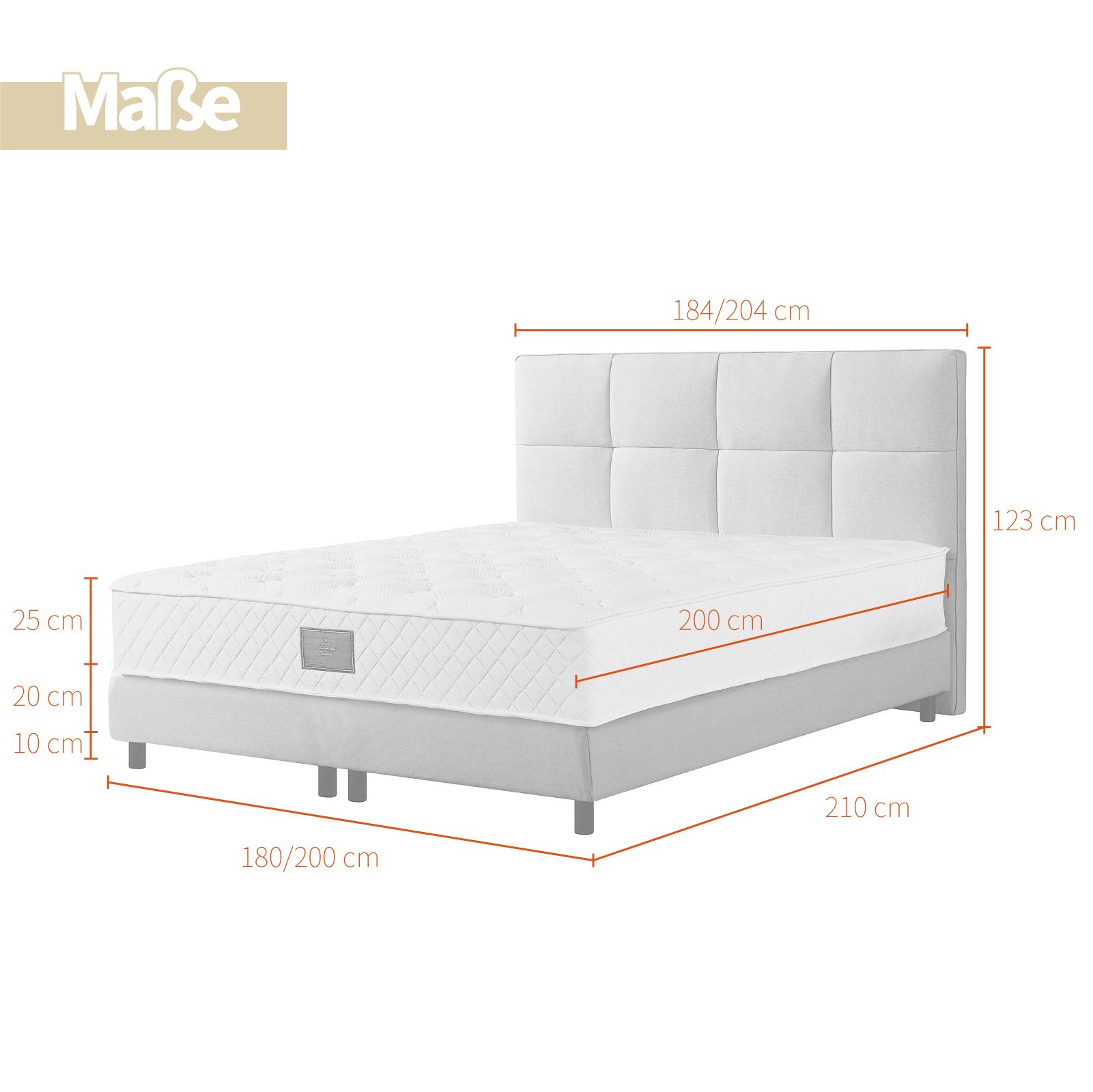 V6 Boxspringbett Modell 213 mit Taschenfederkernmatratze