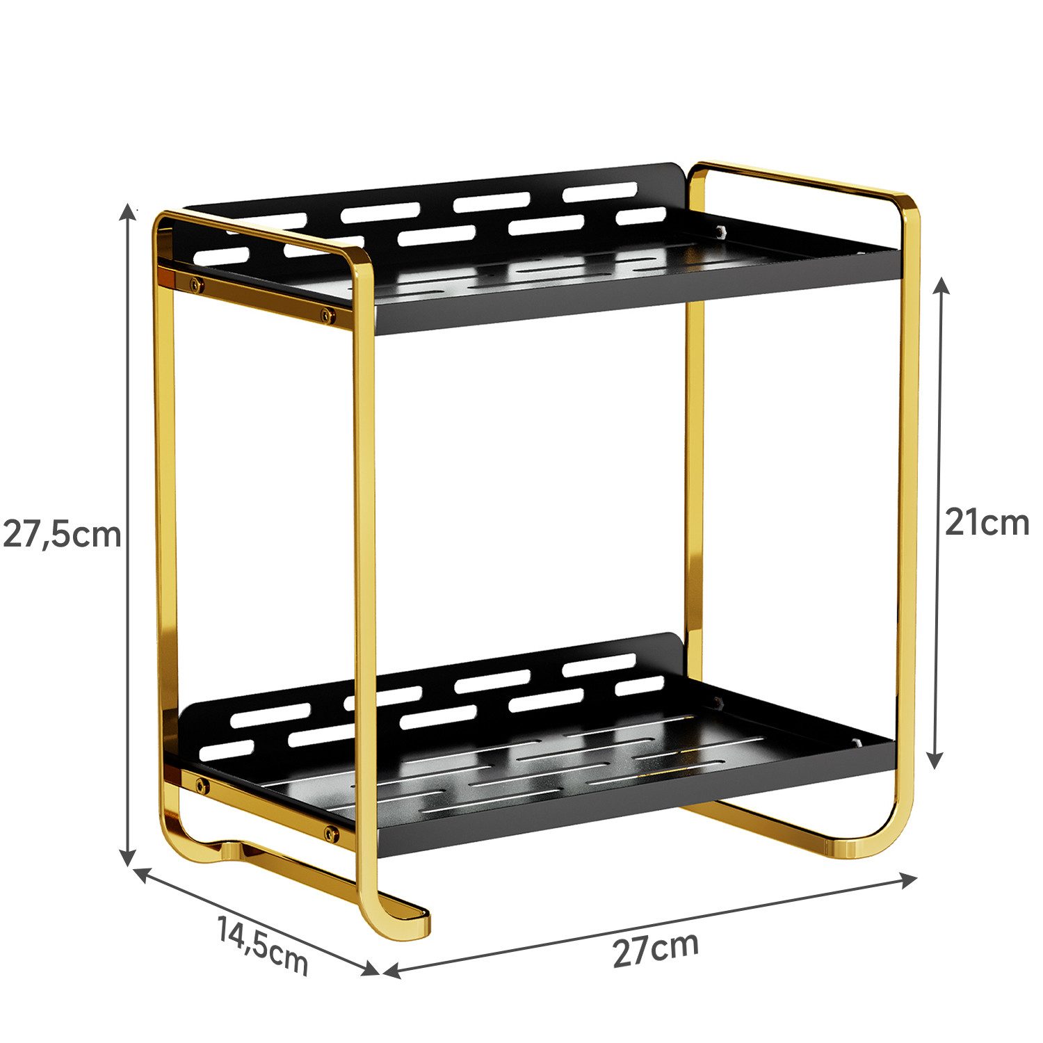 OSTWOLKE Make-Up Organizer für Schminktisch, 2-Stöckiger Badezimmer-Arbeitsplatten, Kosmetik-Aufbewahrungsregal, für Schlafzimmer – Bild 2 von 5