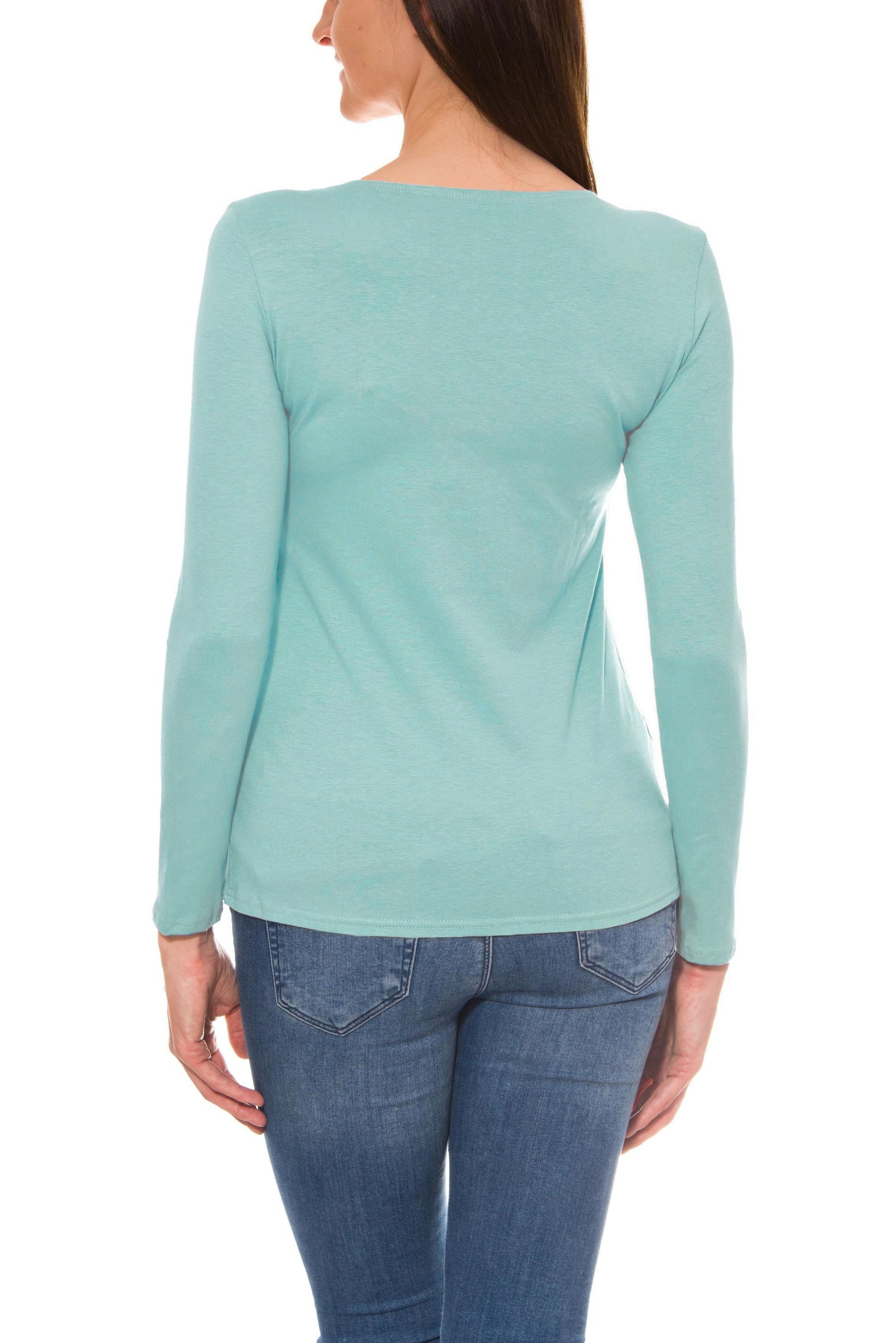 Alkato Longshirt Alkato Damen Langarm Shirt mit O-Ausschnitt