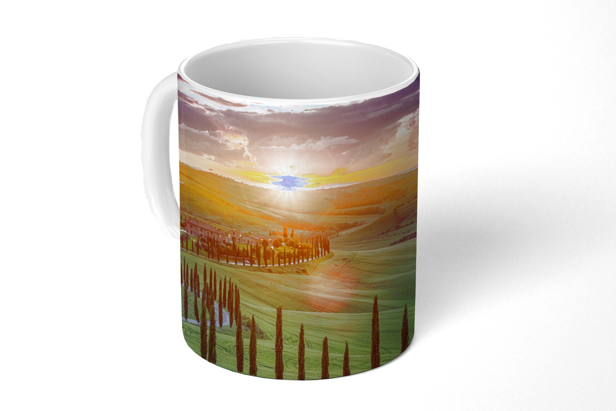 MuchoWow Tasse Italien - Sonnenuntergang Keramik, Toskana, Teetasse, - Geschenk Kaffeetassen, Becher, Teetasse