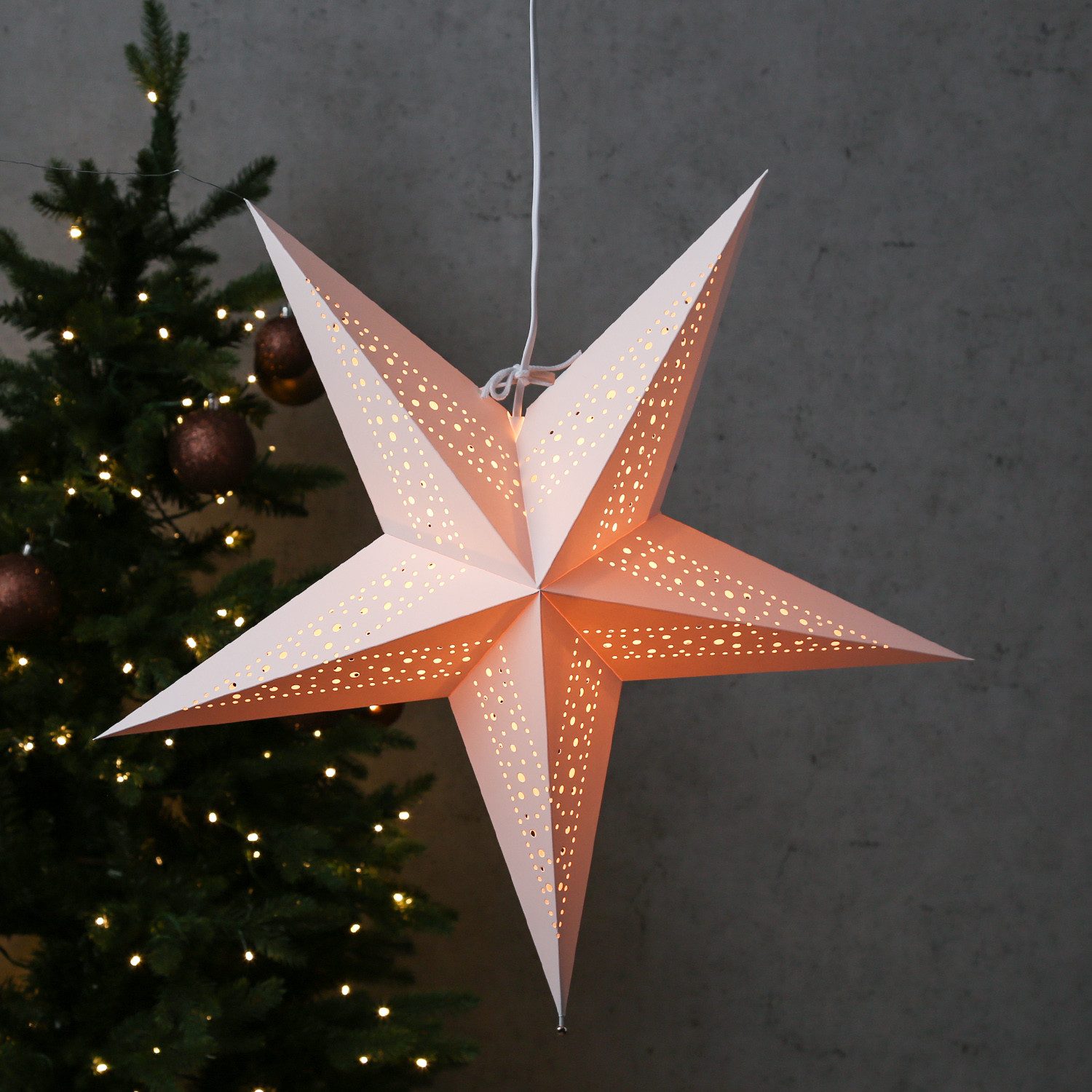 MARELIDA LED Stern Papierstern Lea Weihnachtsstern Faltstern Leuchtstern 55cm