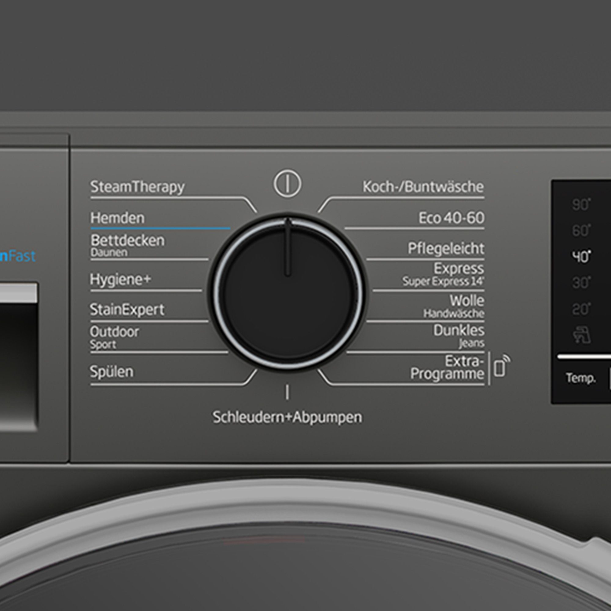 BEKO Waschmaschine Manhattan Gray B3WFT59415M, 9 kg, 1400 U/min, HomeWhiz, Bluetooth, Dampffunktion, Nachlegefunktion