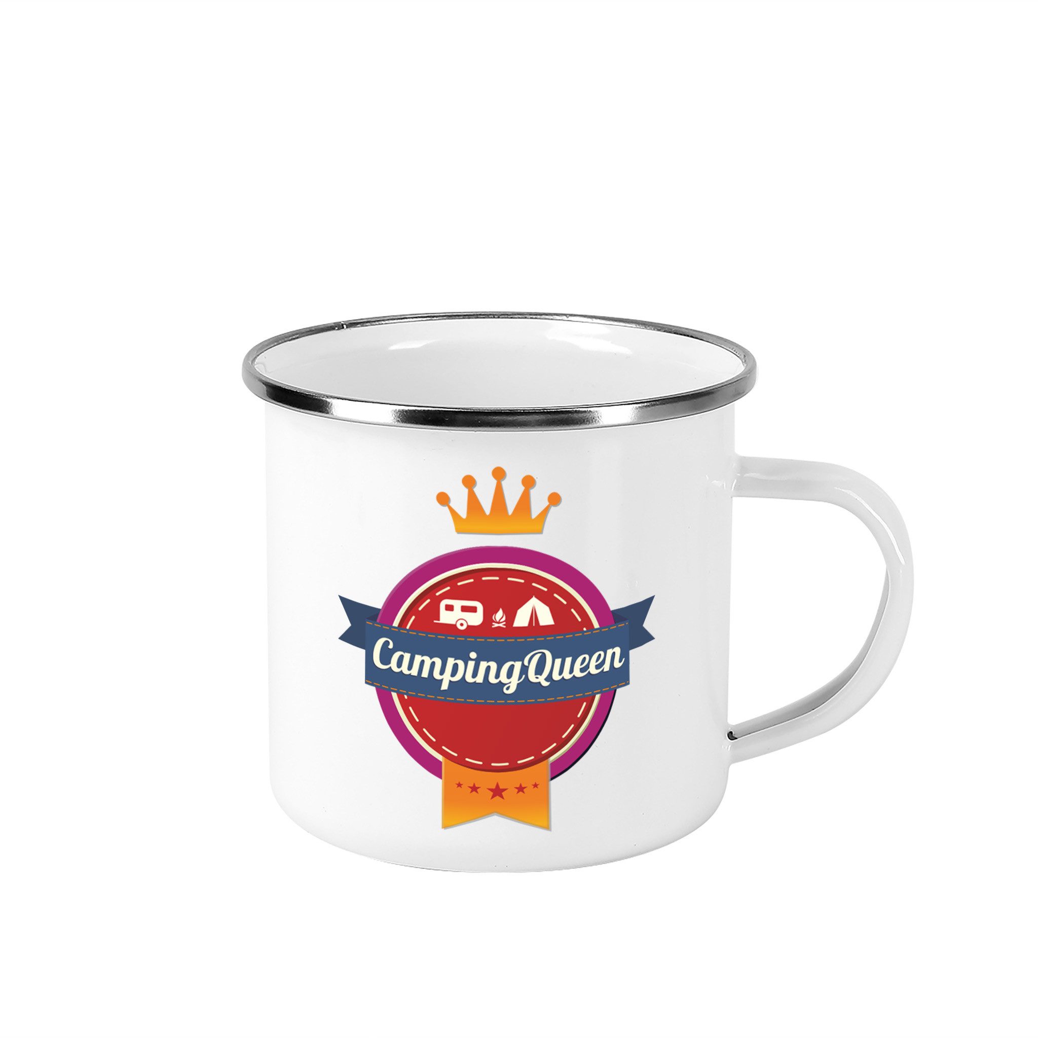Herz & Heim Tasse aus Metall für Camper mit Camping-Motiv