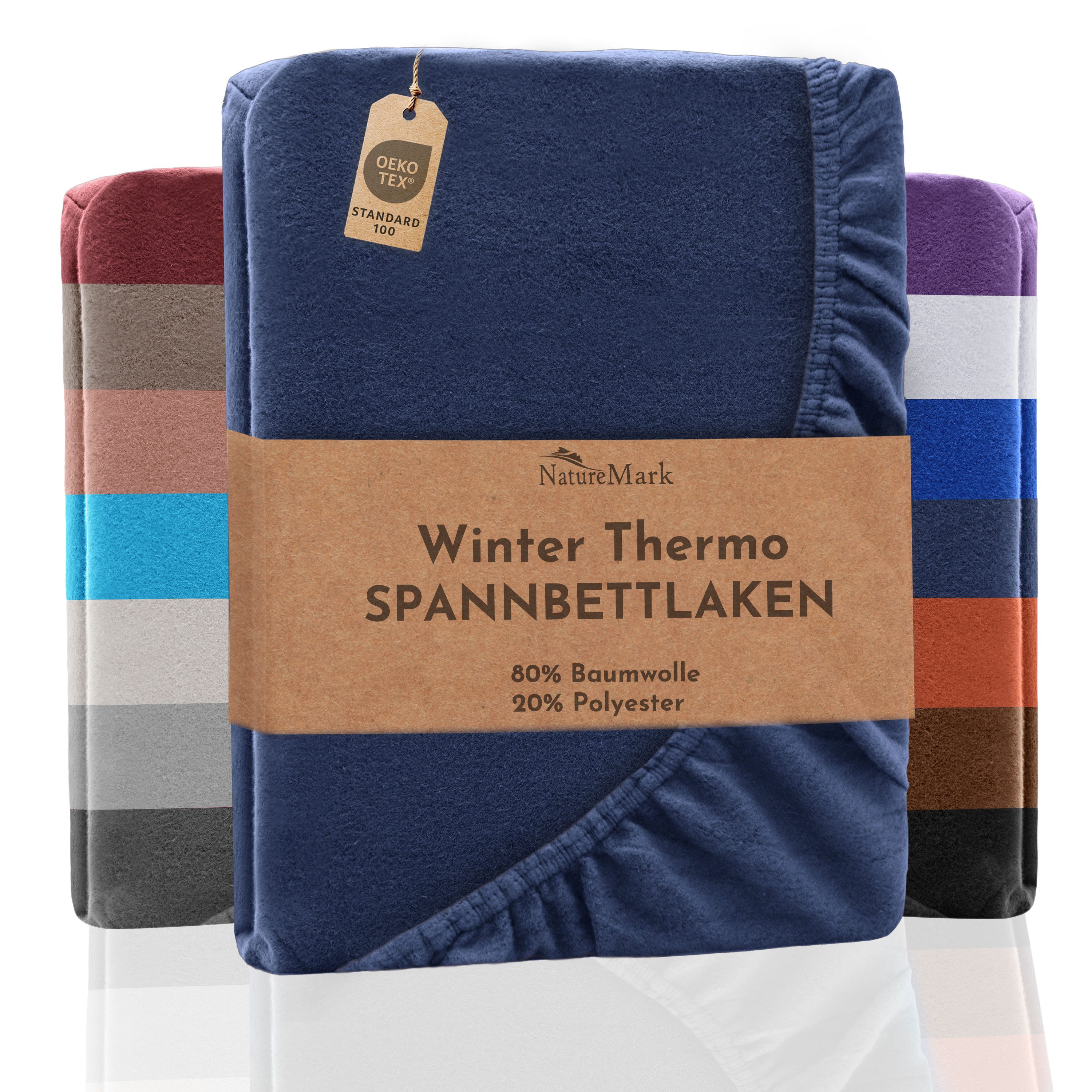 NatureMark Spannbettlaken Winter Thermo Fleece Spannbetttuch, 80% Baumwolle günstig online kaufen