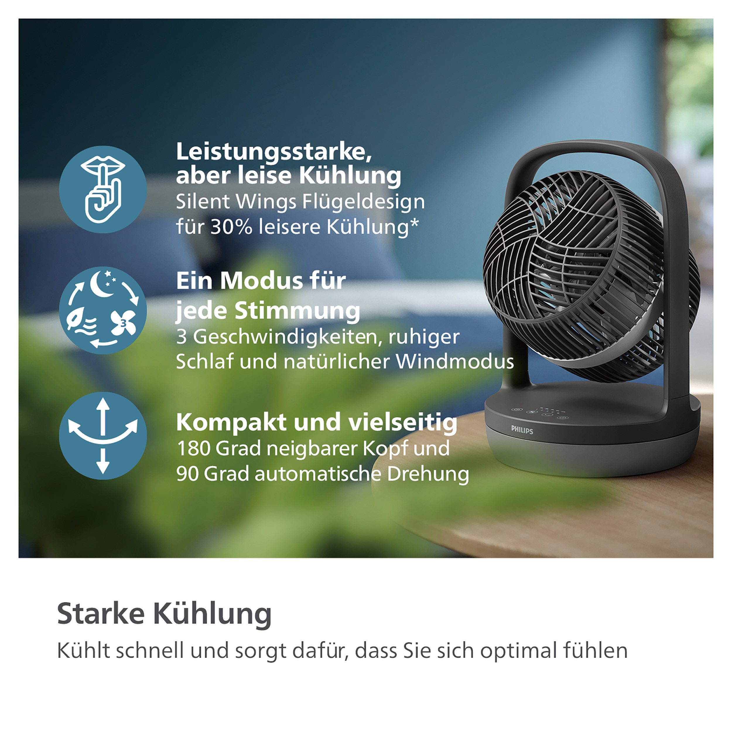 Philips Tischventilator CX3050/01 Serie 3000, mit extrem leiser SilentWings günstig online kaufen