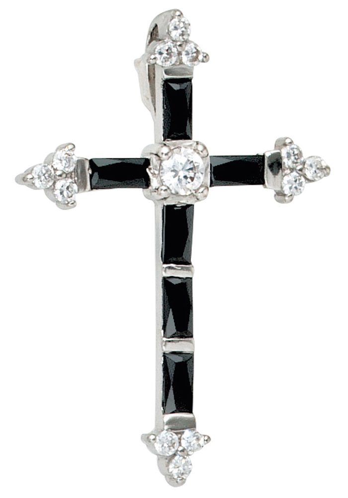 JOBO Kreuzanhänger Anhänger Kreuz, 925 Silber mit Zirkonia