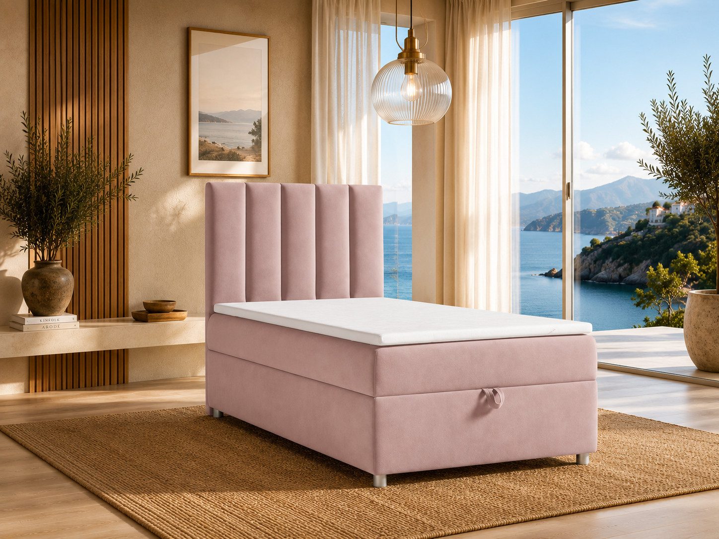 Best for Home Boxspringbett Trinity K10 SINGLE mit Bettkasten & Bonellfederkern, Komfort Topper H3 (Einzelbett, Polsterbett gepolstertes Kopfteil, Jugendbett, Kinderbett versch. Größen, 1-St., 70x200 80x200 90x200 100x200 cm), Stauraum unter dem Bett, Erg