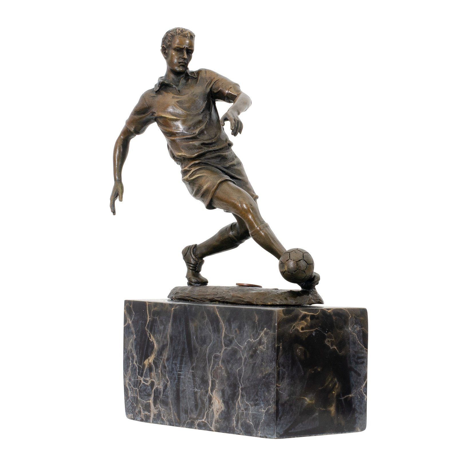 Aubaho Dekoobjekt Bronzeskulptur Fussball Bronze Skulptur Figur Trophäe Pokal Verein Sta