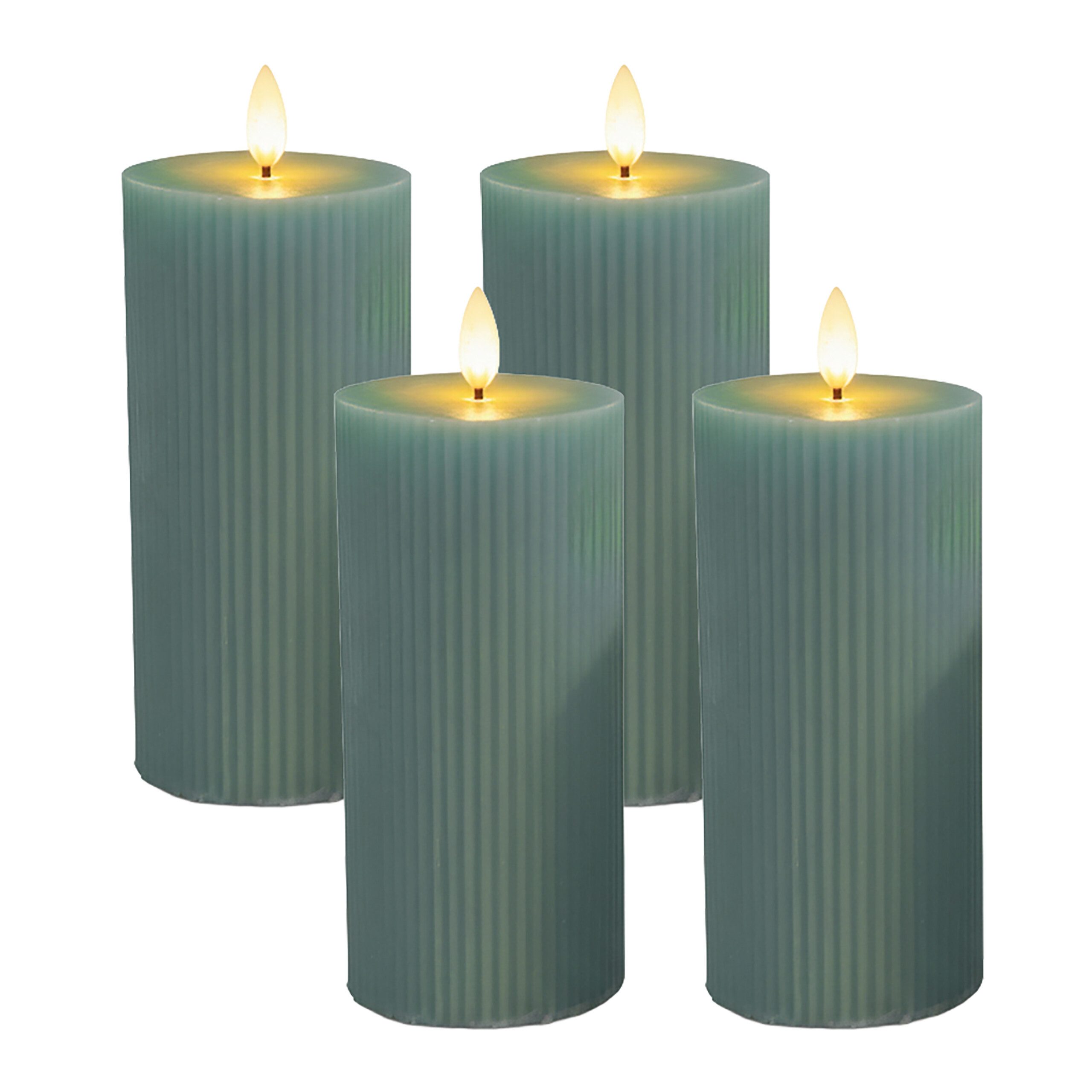 relaxdays LED-Kerze 4er Set 18 cm, Flackernde, flammenlose LED-Beleuchtung für gemütliches Ambiente, LED, Warmweiß, Khaki