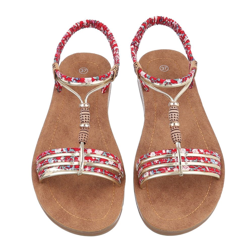 Ital-Design Damen Freizeit Riemchensandalette (86706759) Flach Riemchensandalen in Rot