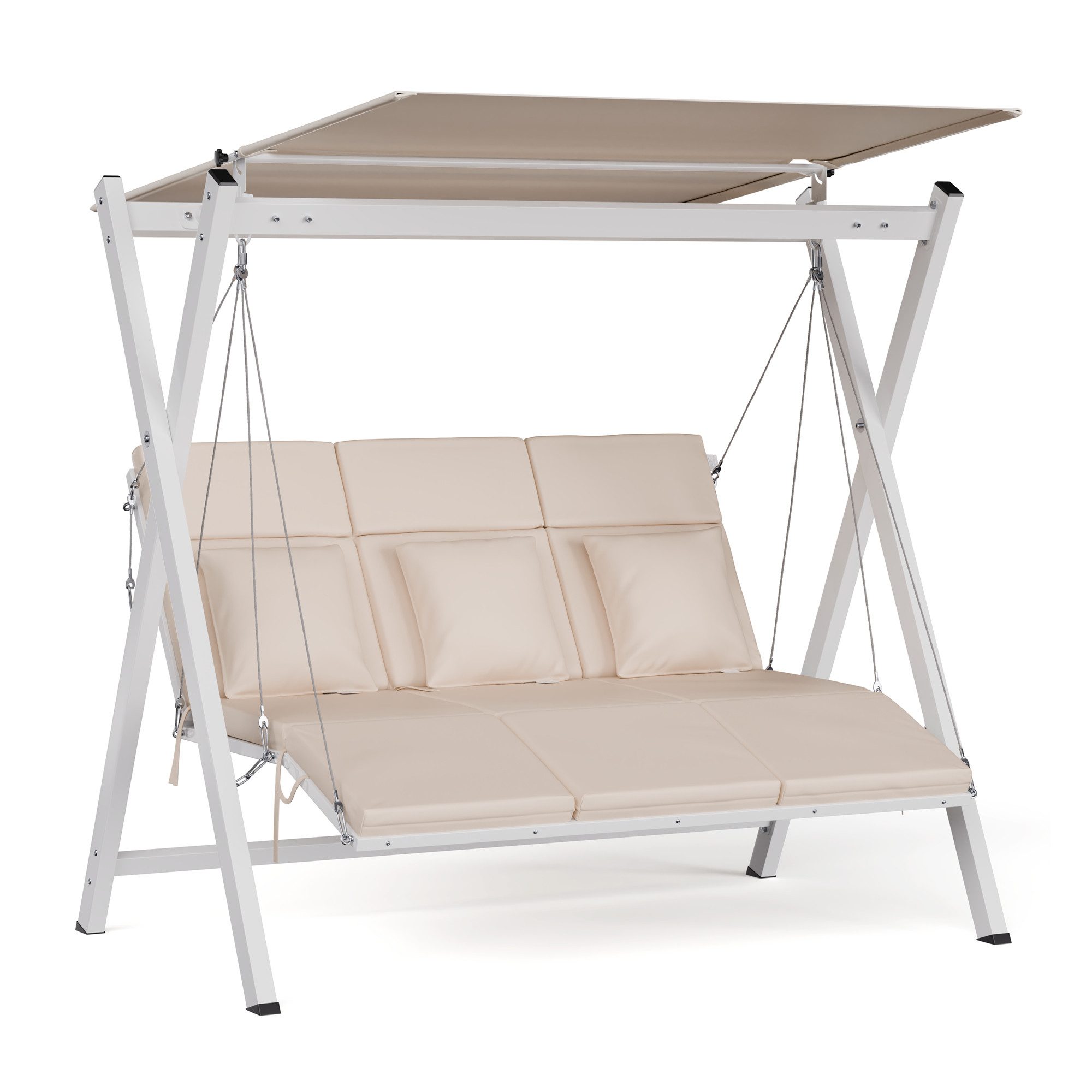 blumfeldt Doppelschaukel FlexiSwing, (Set), Gartenliegen Swing Lounger Sonnendach Garten Balkon Outdoor 3 Sitzer