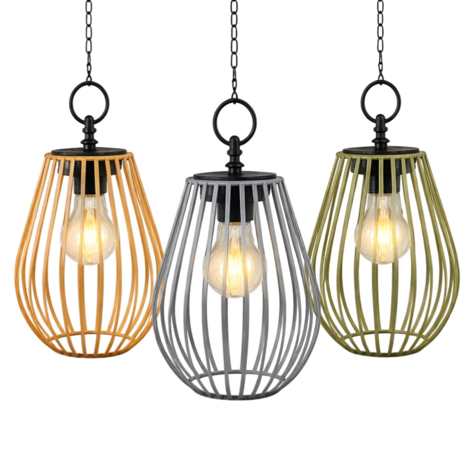 formano Gartenfigur 3er Set 22 cm Solar Windlicht Hängend LED Solarlaterne Metall IP44