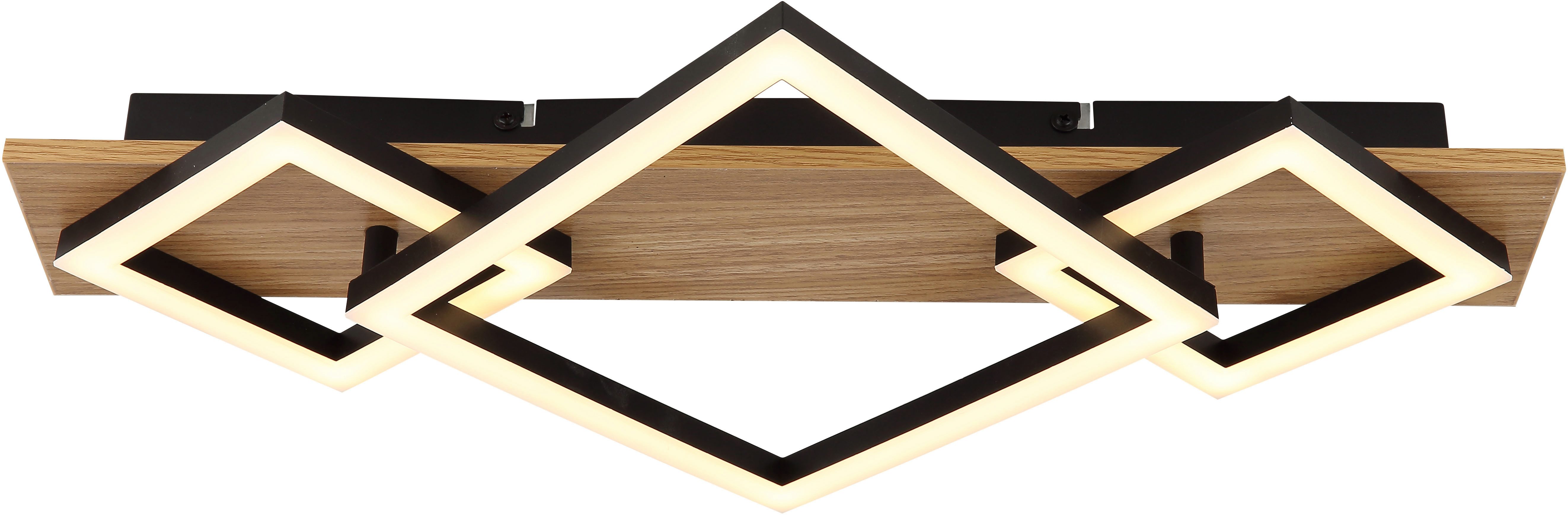 GLOBO LIGHTING LED Deckenleuchte BEATRIX I, LED fest integriert, Warmweiß, Deckenlampe/holzoptik/schwarz/3000K/Quadrate