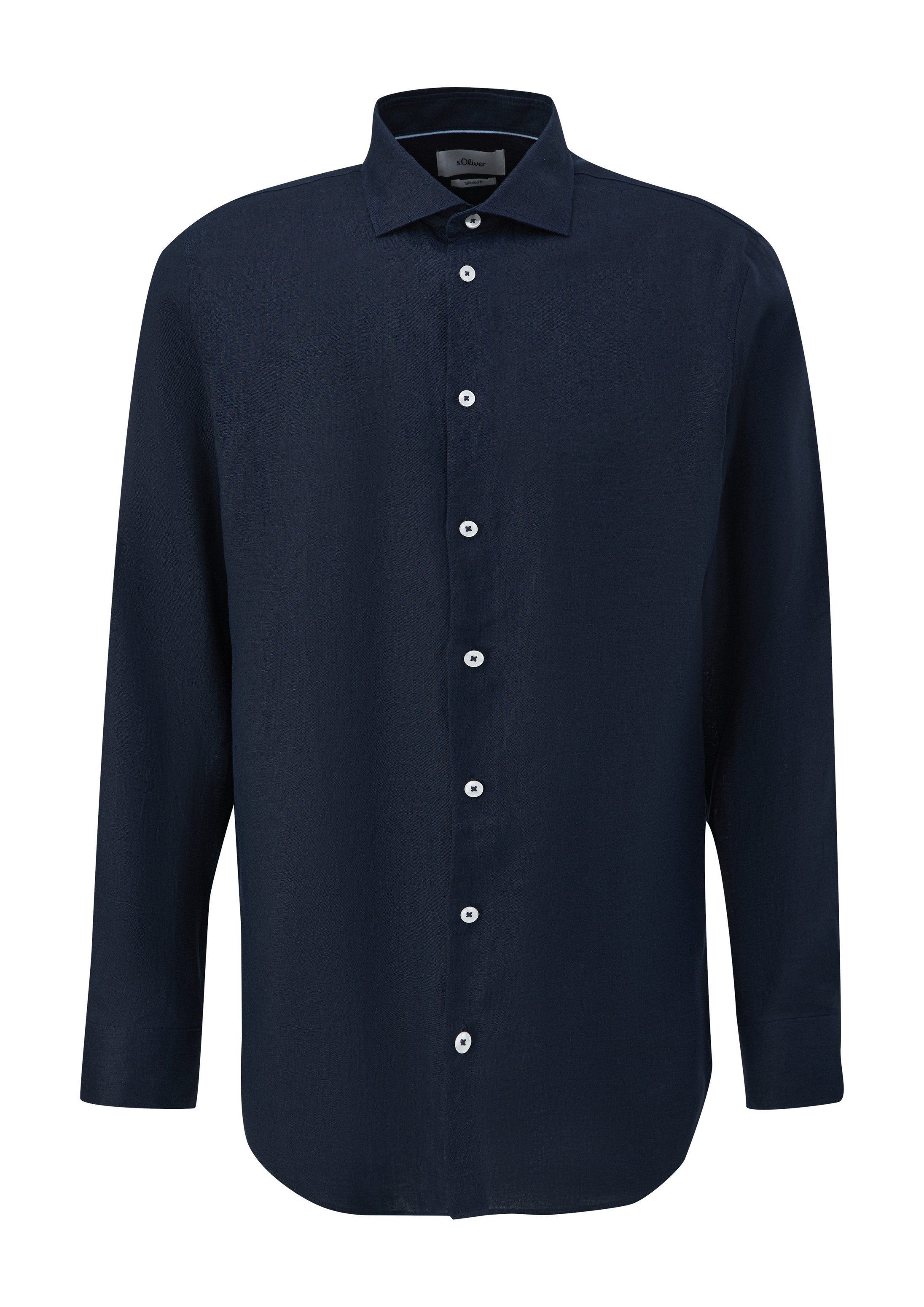 s.Oliver Langarmhemd Hemd Glänzendes Tailored Fit Hemd aus Leinen