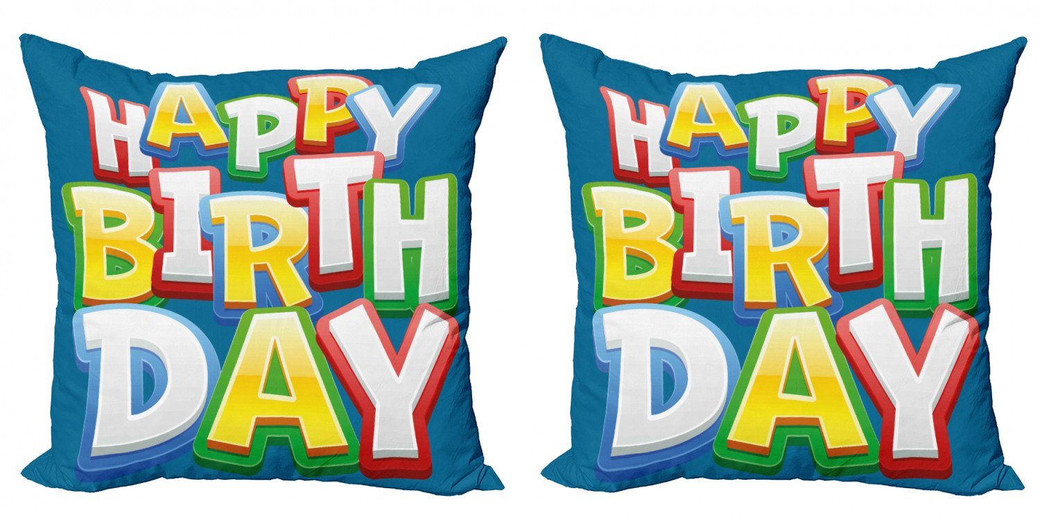 Kissenbezüge Modern Accent Doppelseitiger Digitaldruck, Abakuhaus (2 Stück), Geburtstagsparty Geburtstags-Beschriftung