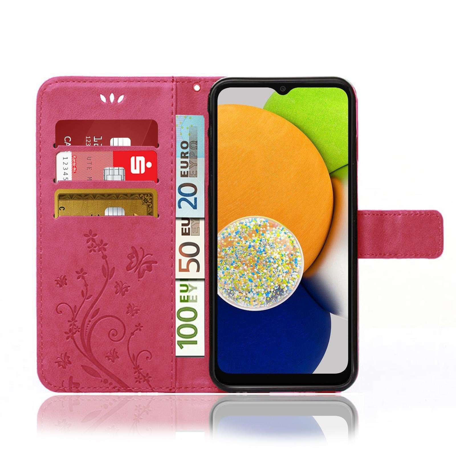 Numerva Handyhülle Bookstyle Flower für Samsung Galaxy A03, Handy Tasche Schutzhülle Klapphülle Flip Cover mit Blumenmuster